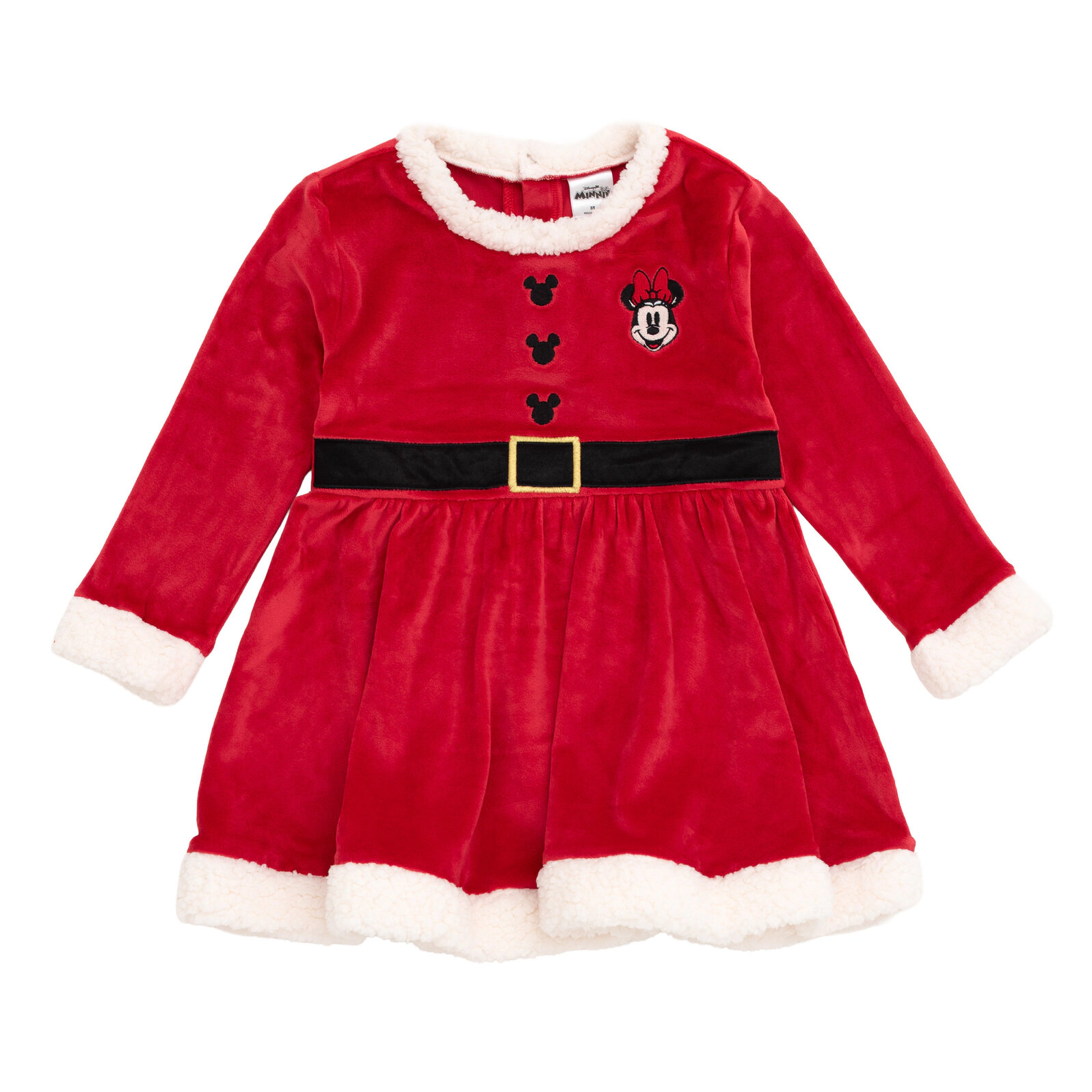 Disney Minnie Mouse Girls' Holiday Velour Dress and Hat Set
