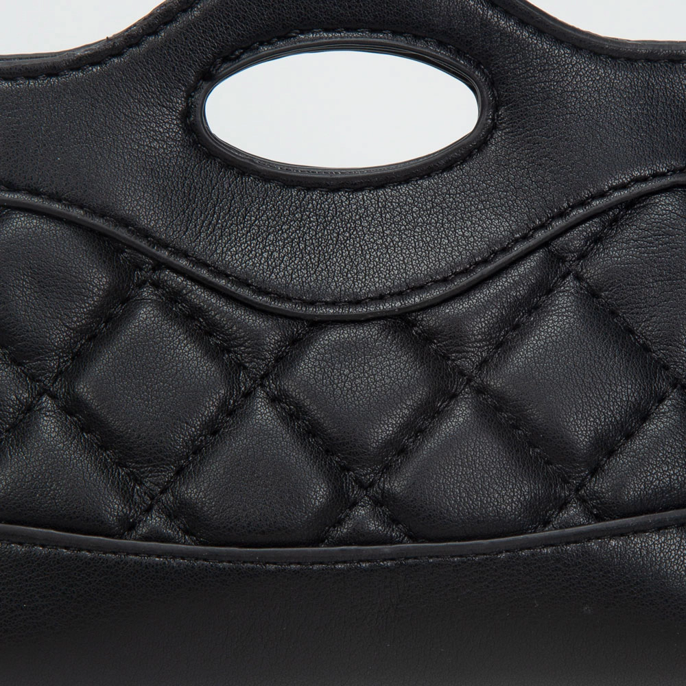 FASHNZFAB Smooth Faux Leather Mini Quilted Handbag Crossbody Bag