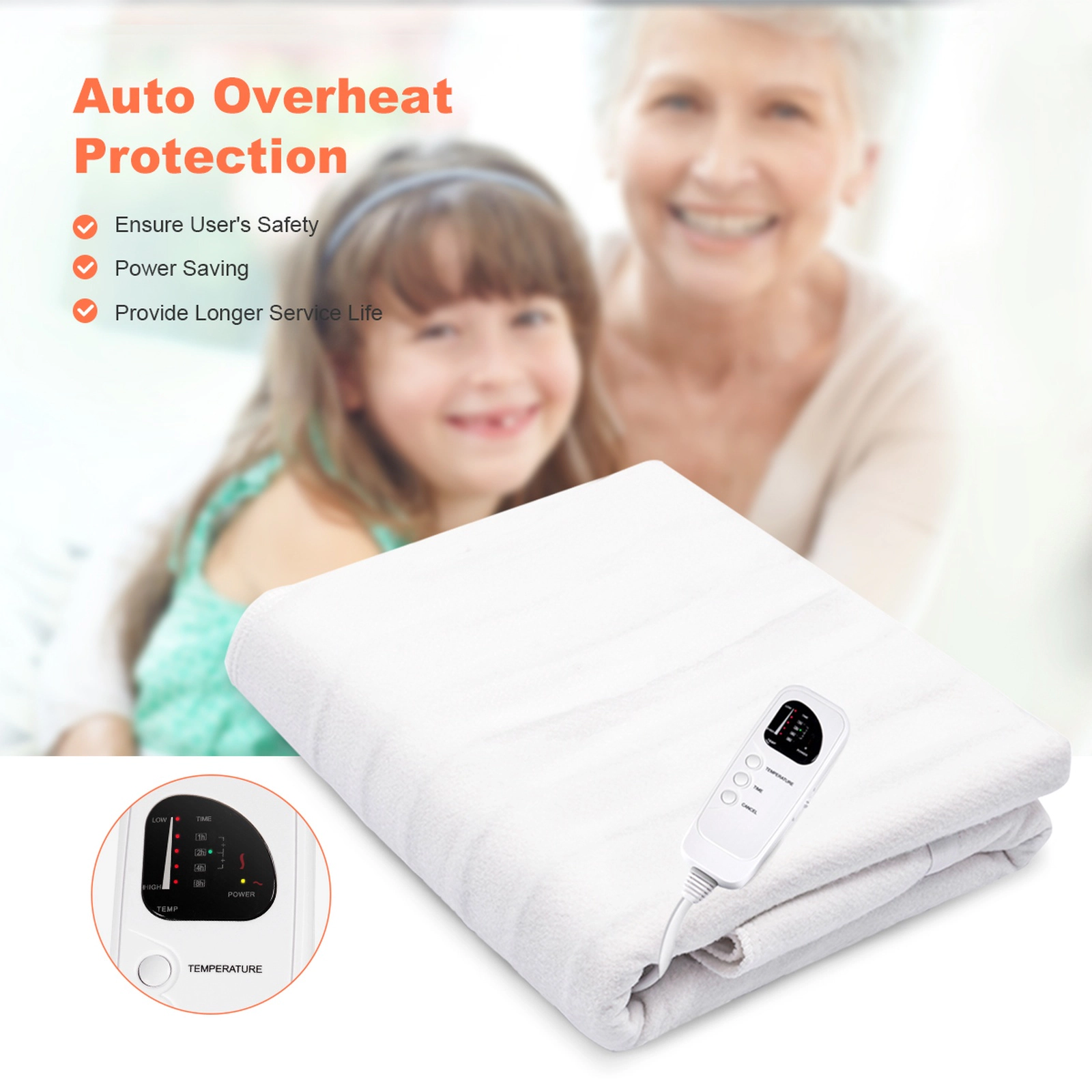 SUGIFT 71-in White Massage Table Warmer Heating Pad with 5 Heat Settings Auto Shut Off and 60-W Power