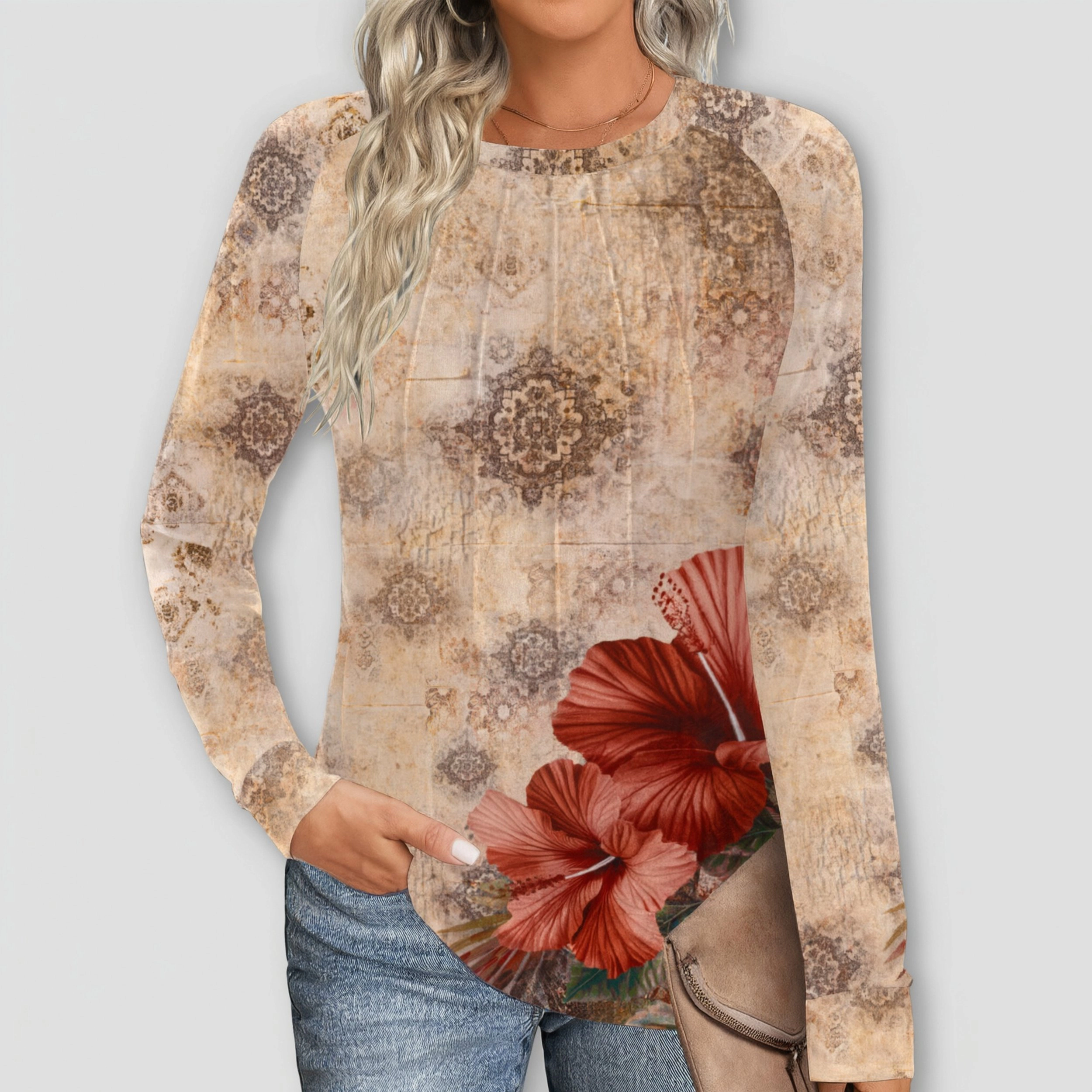 Zeagoo Women Crew Neck Long Sleeve Sweatshirt
