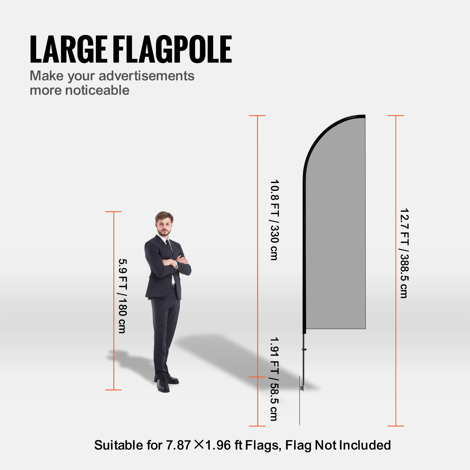 HONGGE Feather Flag Pole Kit Swooper Flag Pole Sign Flag Poles for Business Advertising Flags Outdoor with Ground