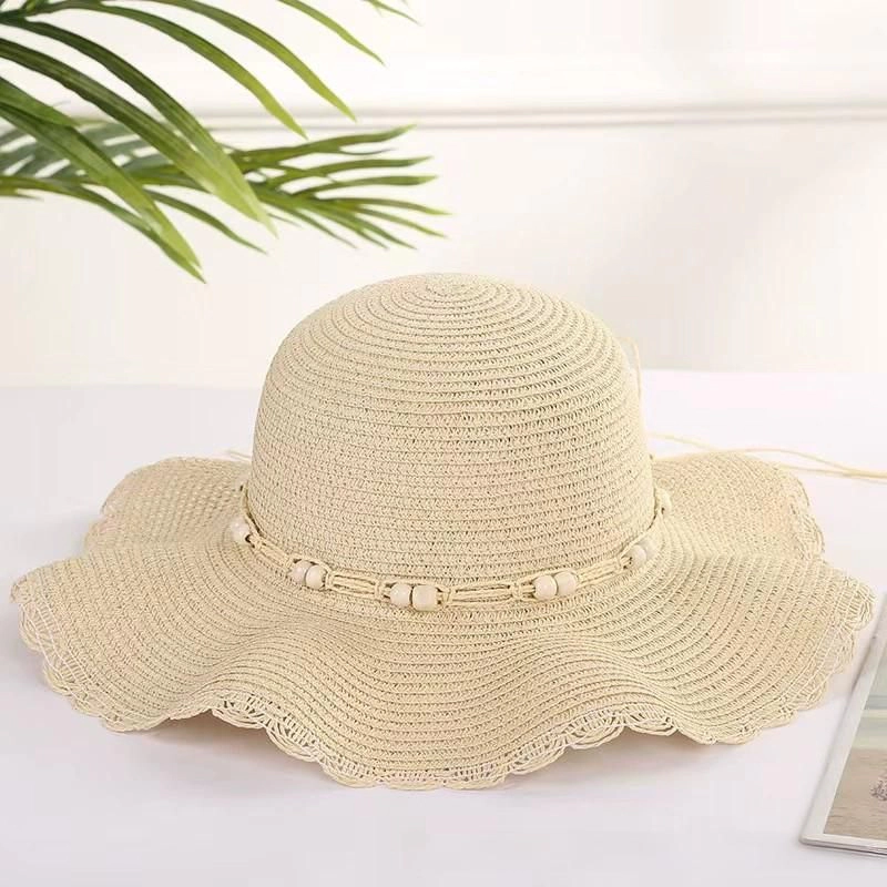 Anna-Kaci Women's Women Straw Sun Hat Wide Brim Floppy Beach Woven Scalloped Edge Adjustable Summer