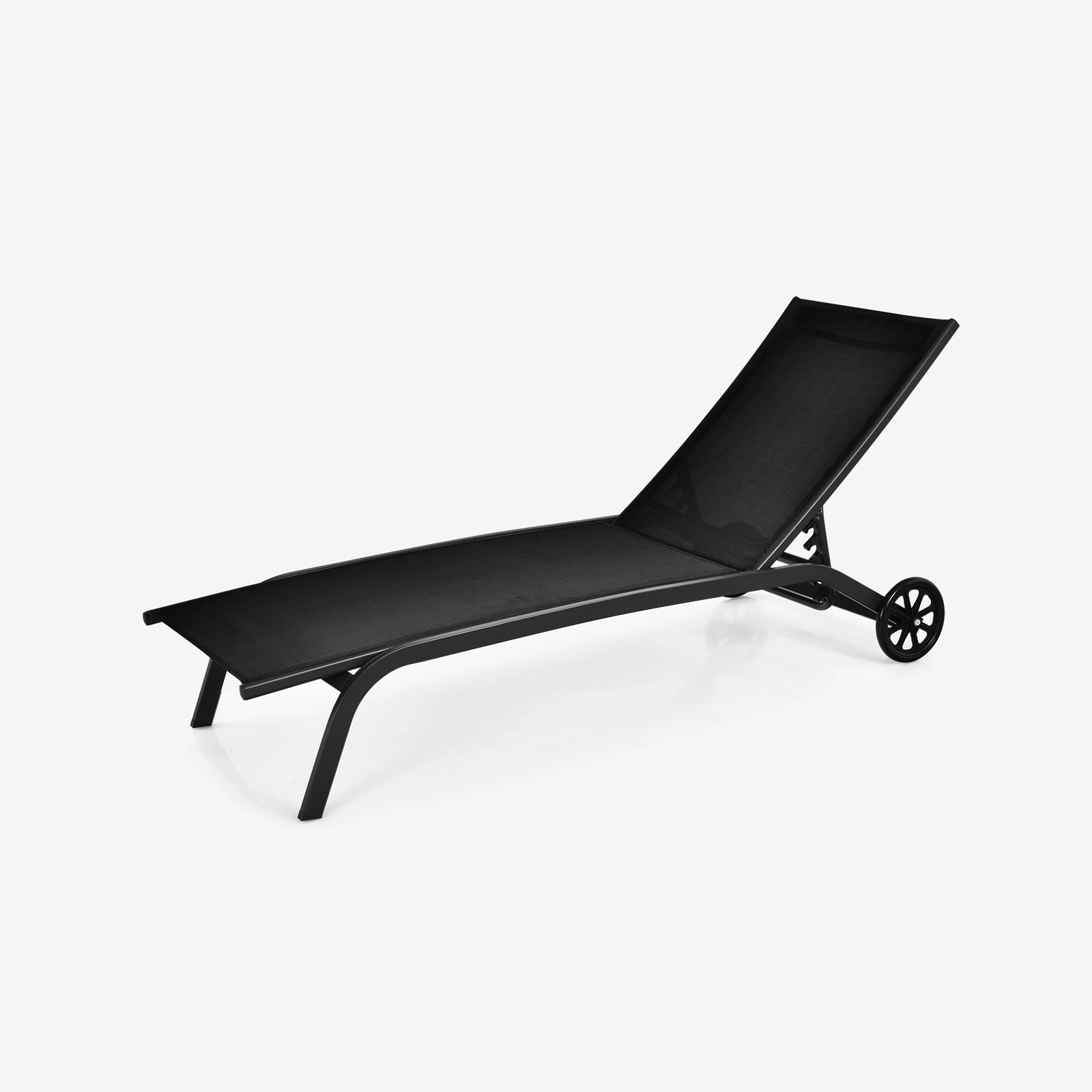 LJG 6-Position Adjustable Outdoor Chaise Recliner with Wheels