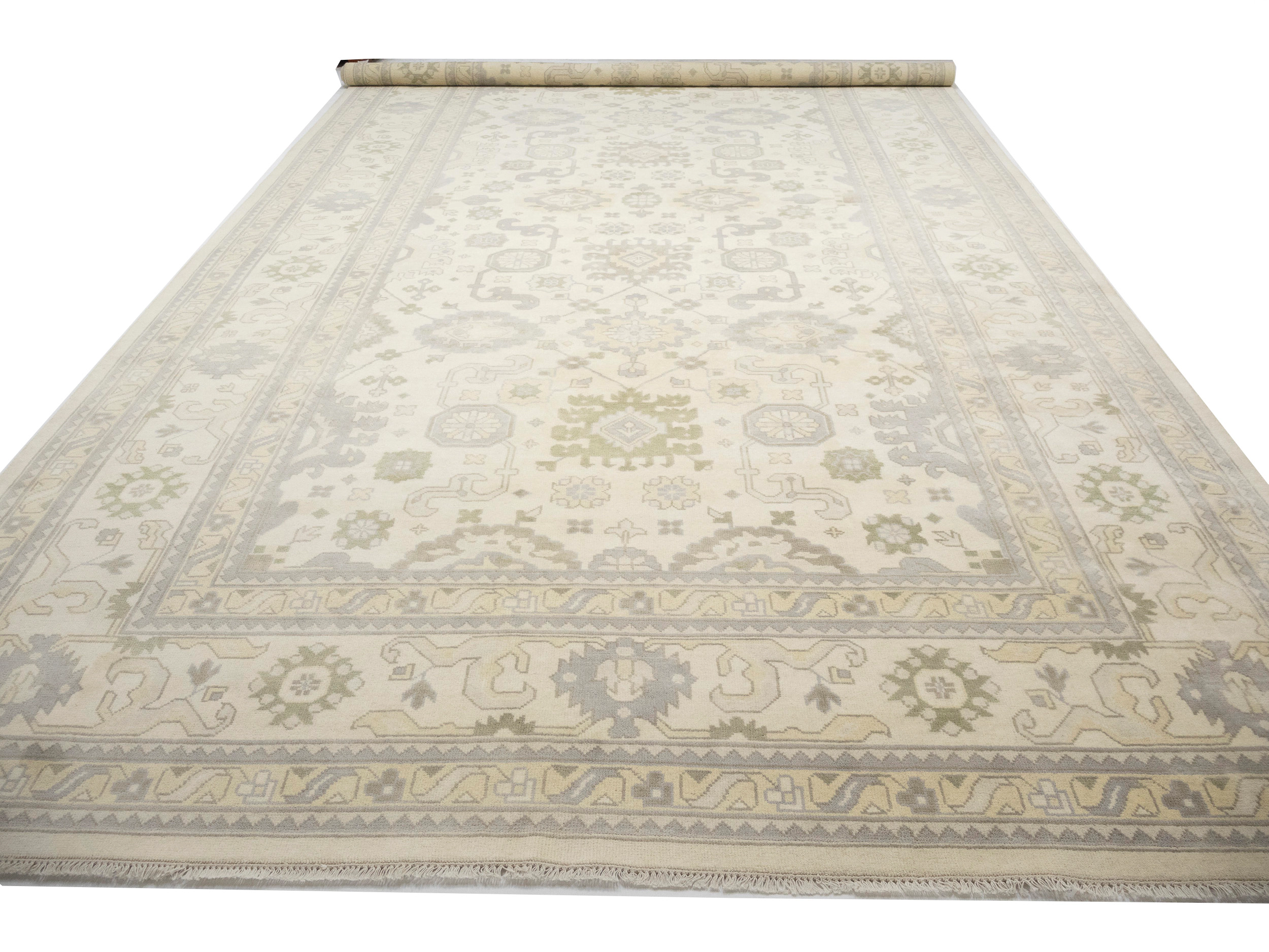 Magic Rugs Cream Floral 12X24 Oushak Chobi Oriental Rug