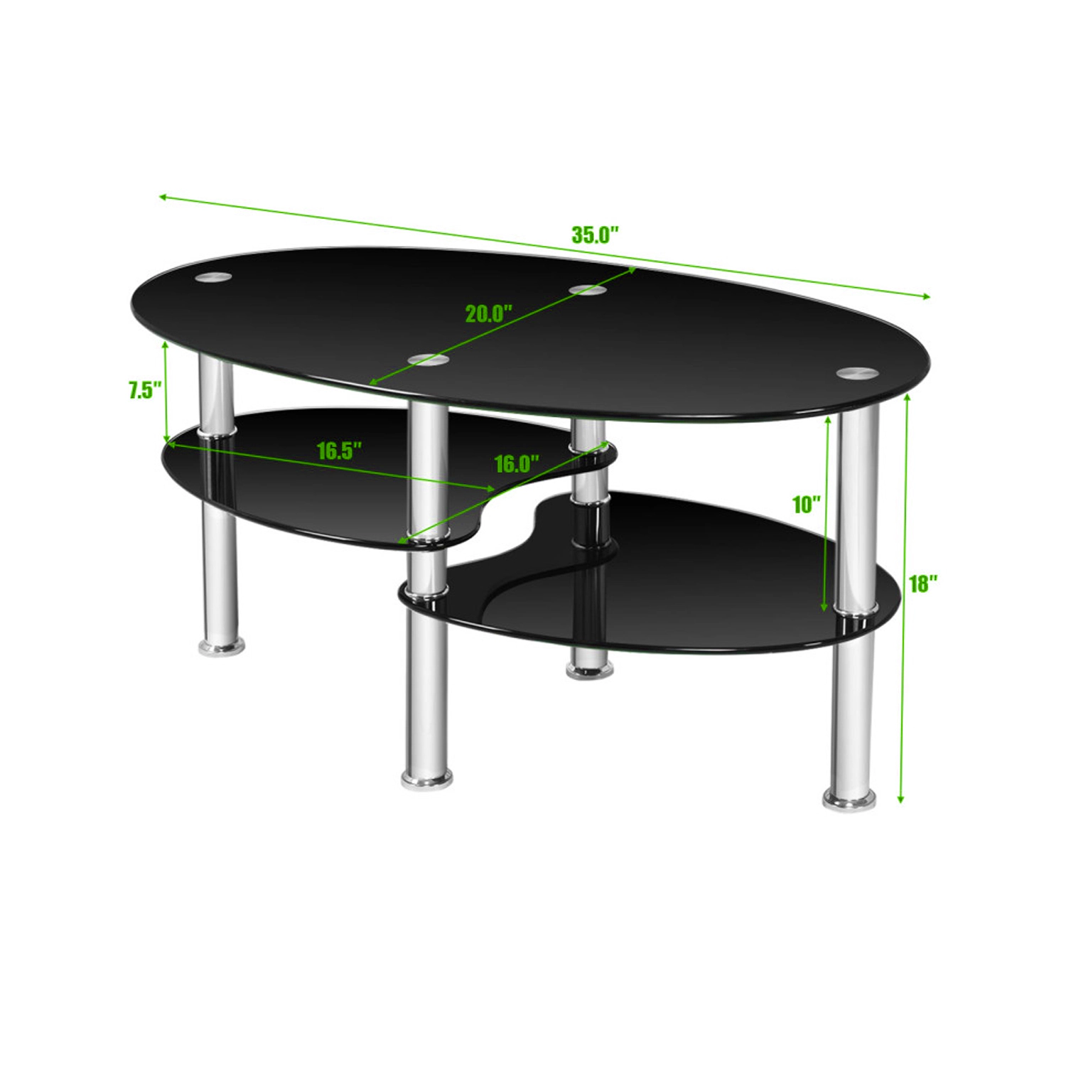 Hivvago Contemporary Oval Side Table with Glass Finish