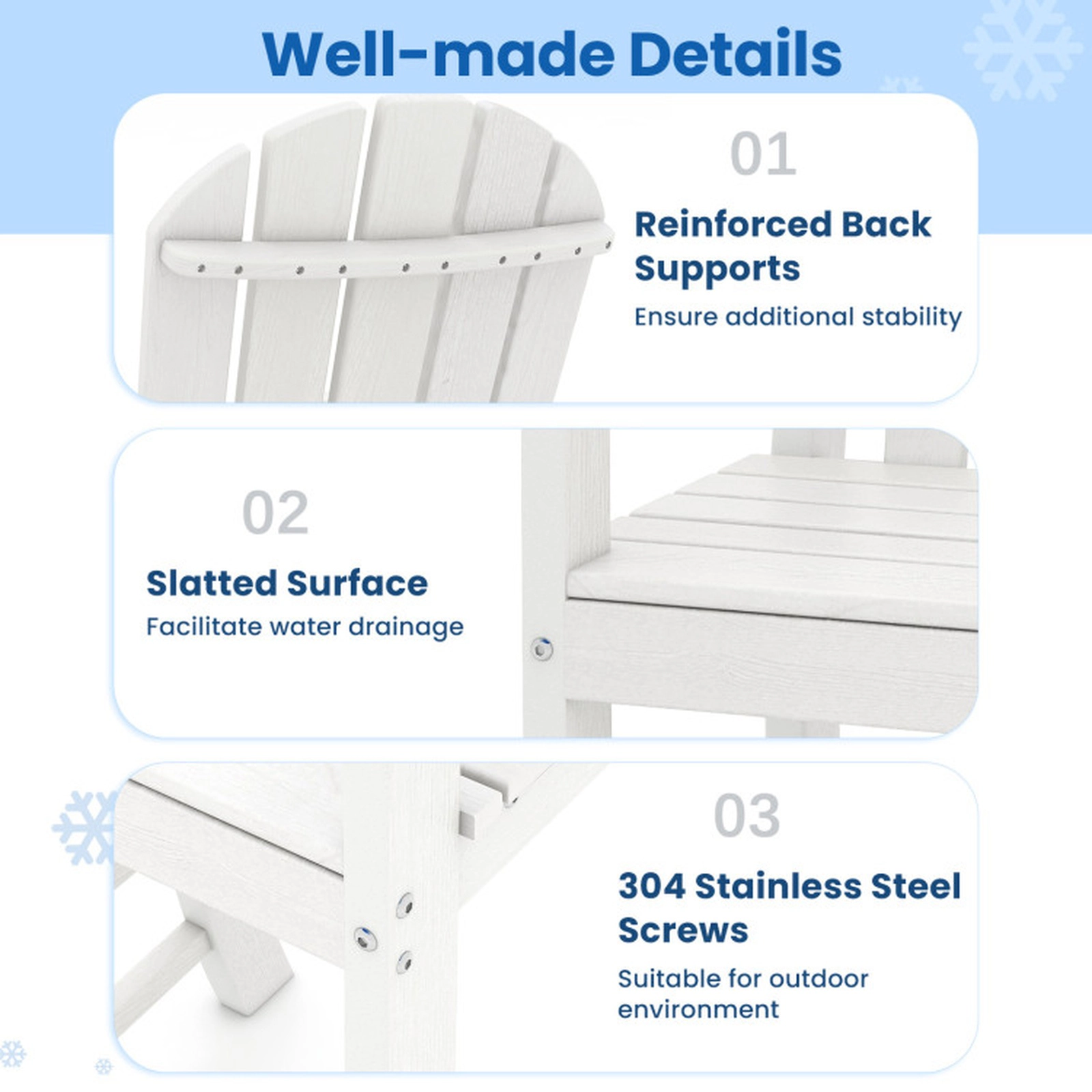 SUGIFT Set of 2 White HDPE Outdoor Counter-Height Bar Stools with Arms