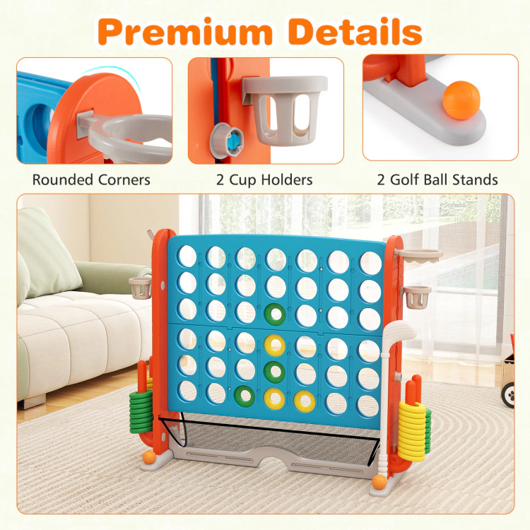Hivvago Jumbo 4-to-Score Game with Ring-toss and Basketball Hoop & Orange