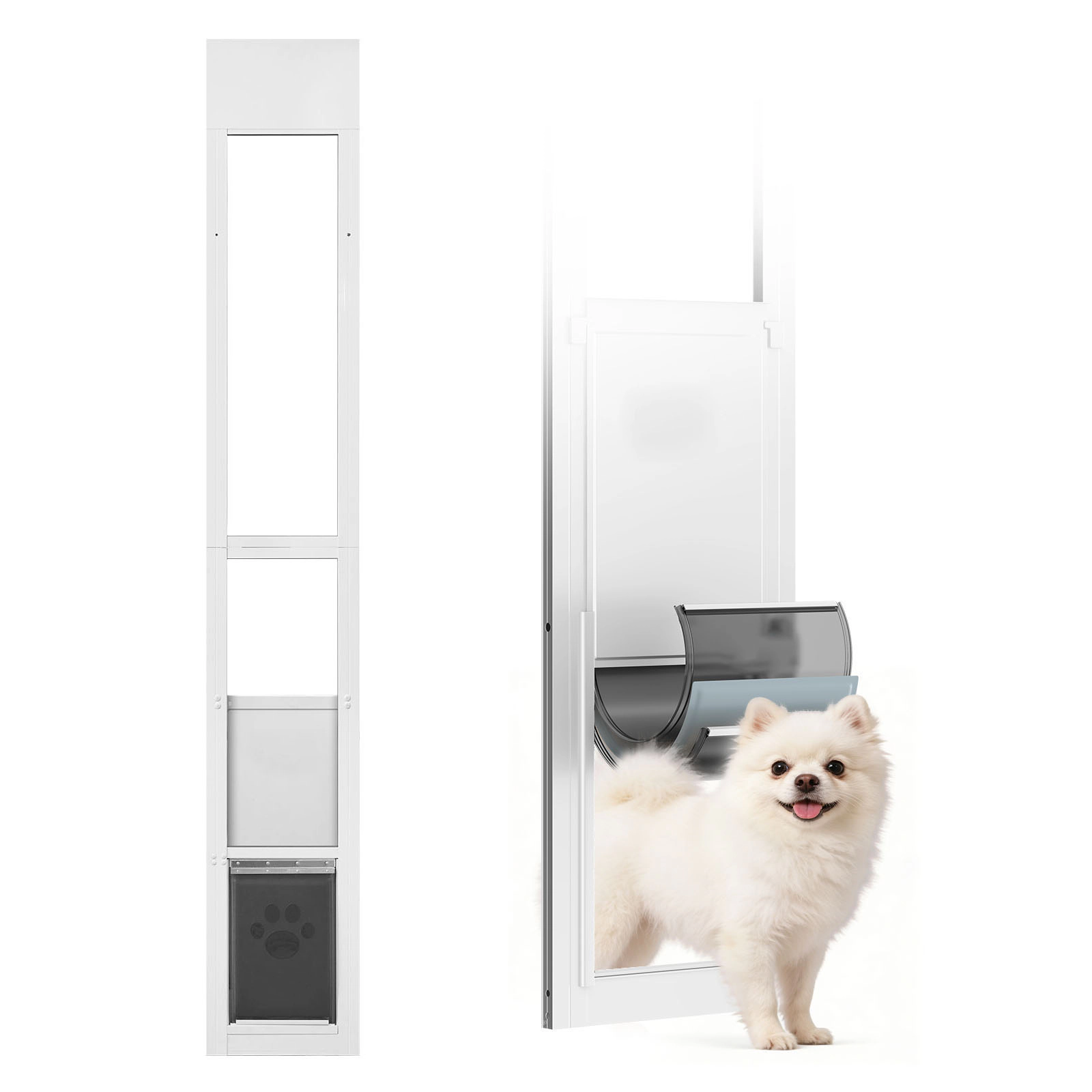 HONGGE Sliding Glass Dog Door for Medium Dogs up to 40 lbs, Rotating Hinge, Triple-Layer Insulated Flap