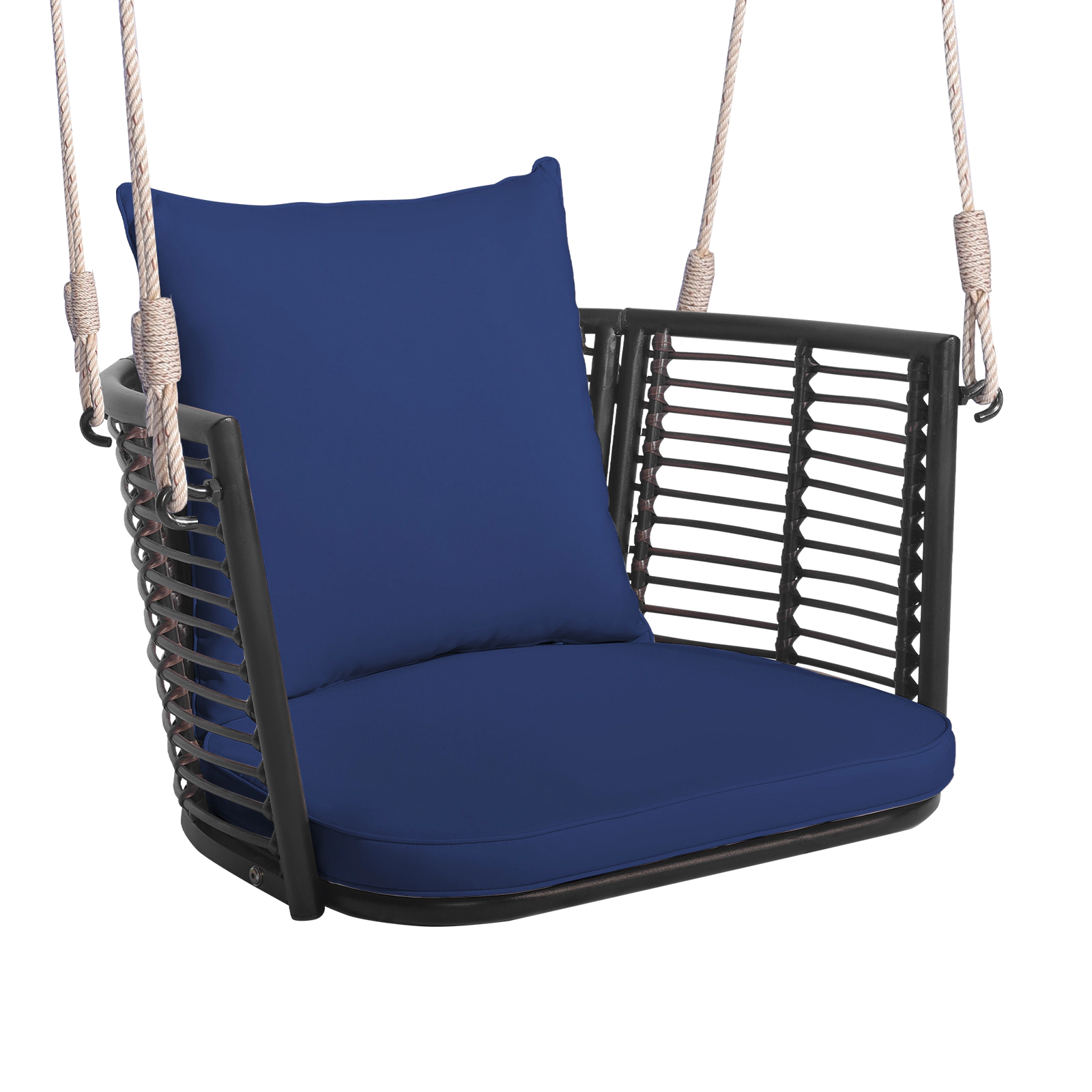 LJG Porch Swing Patio Hanging Rattan Chair with Zippered