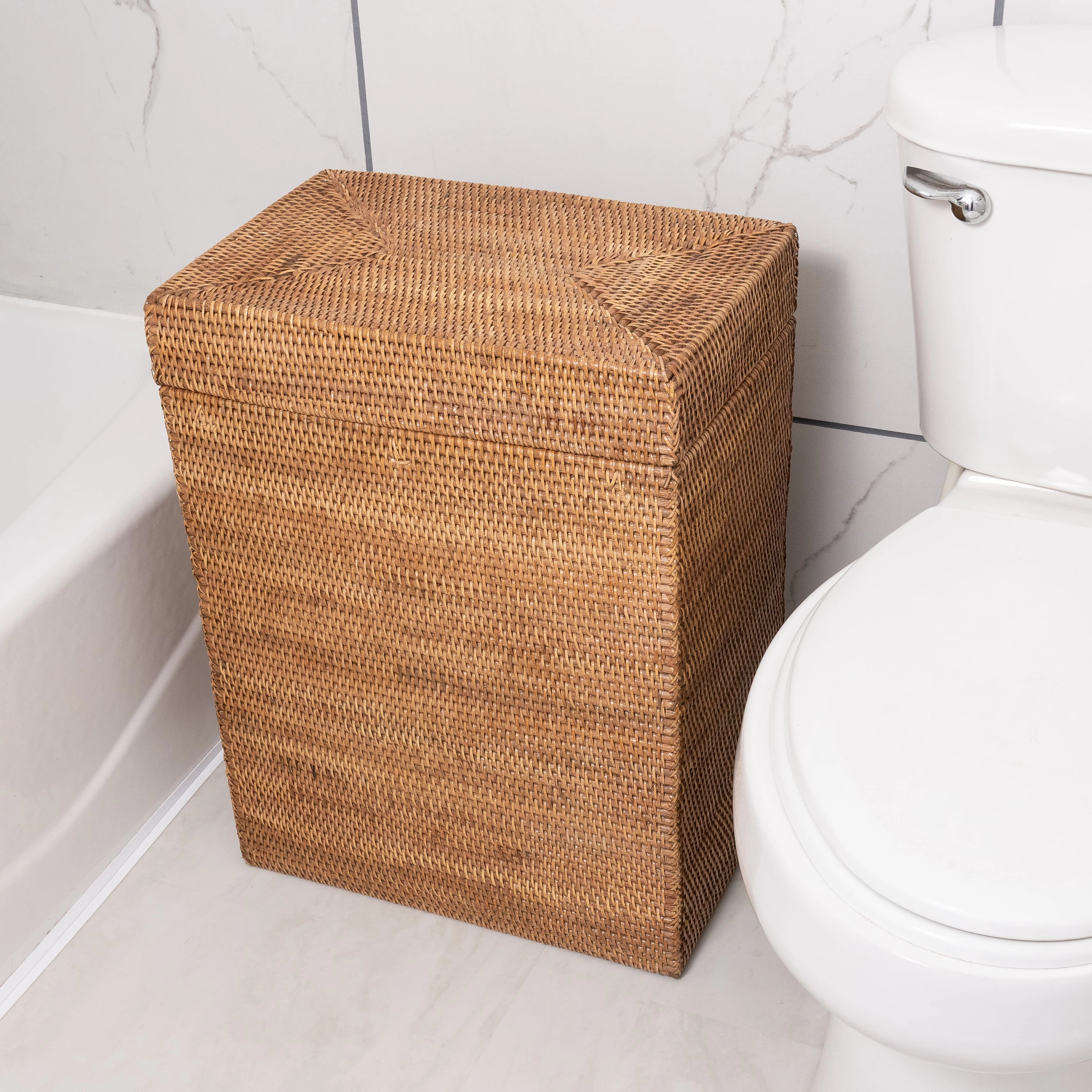 Saboga Home™ Rectangular Hamper with Hinged Lid and Cotton Liner