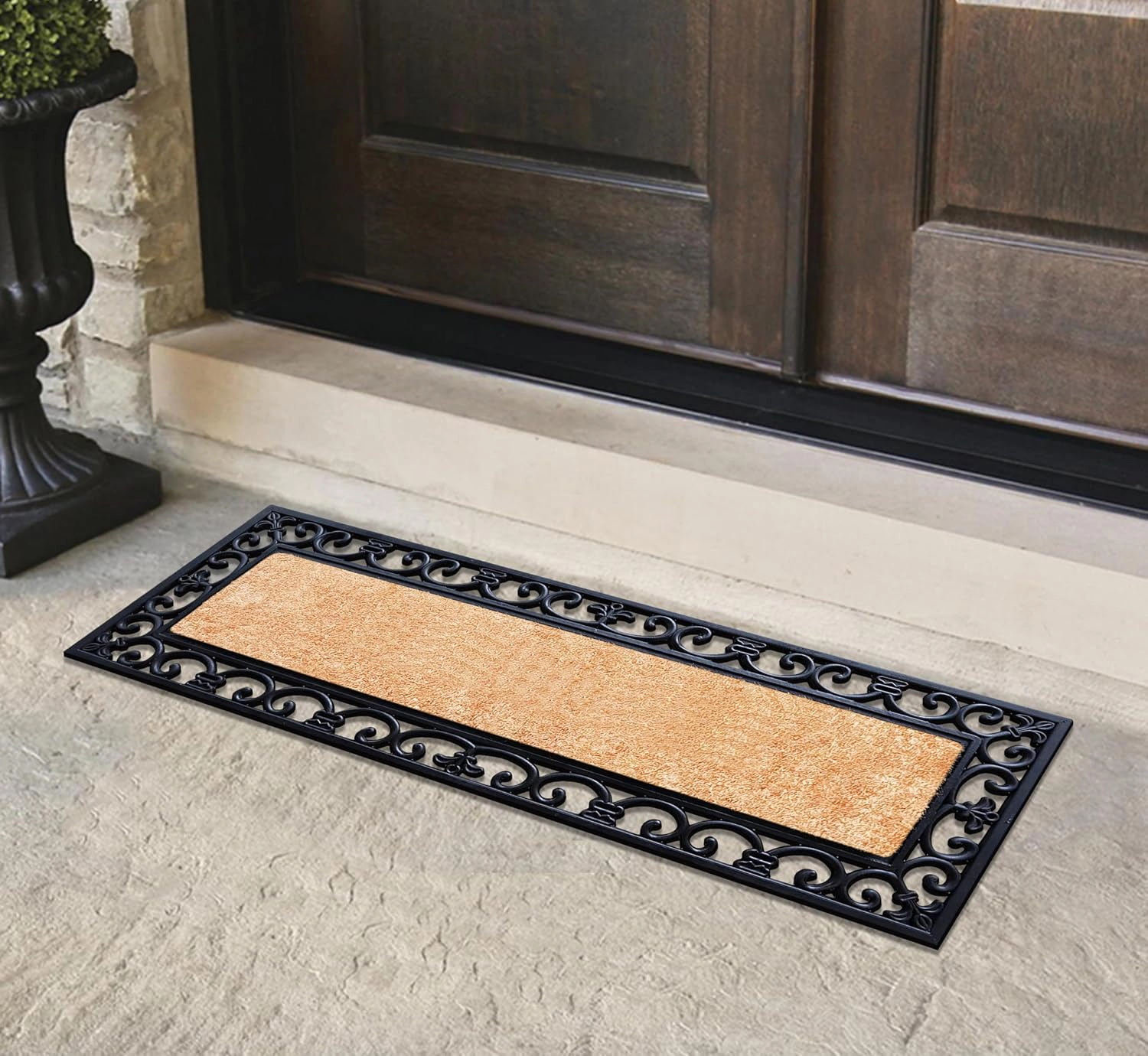 A1 Home Collections Myla Natural Coir and Rubber Front Door Doormat Heavy Duty Entry Mat 18 x 48 In