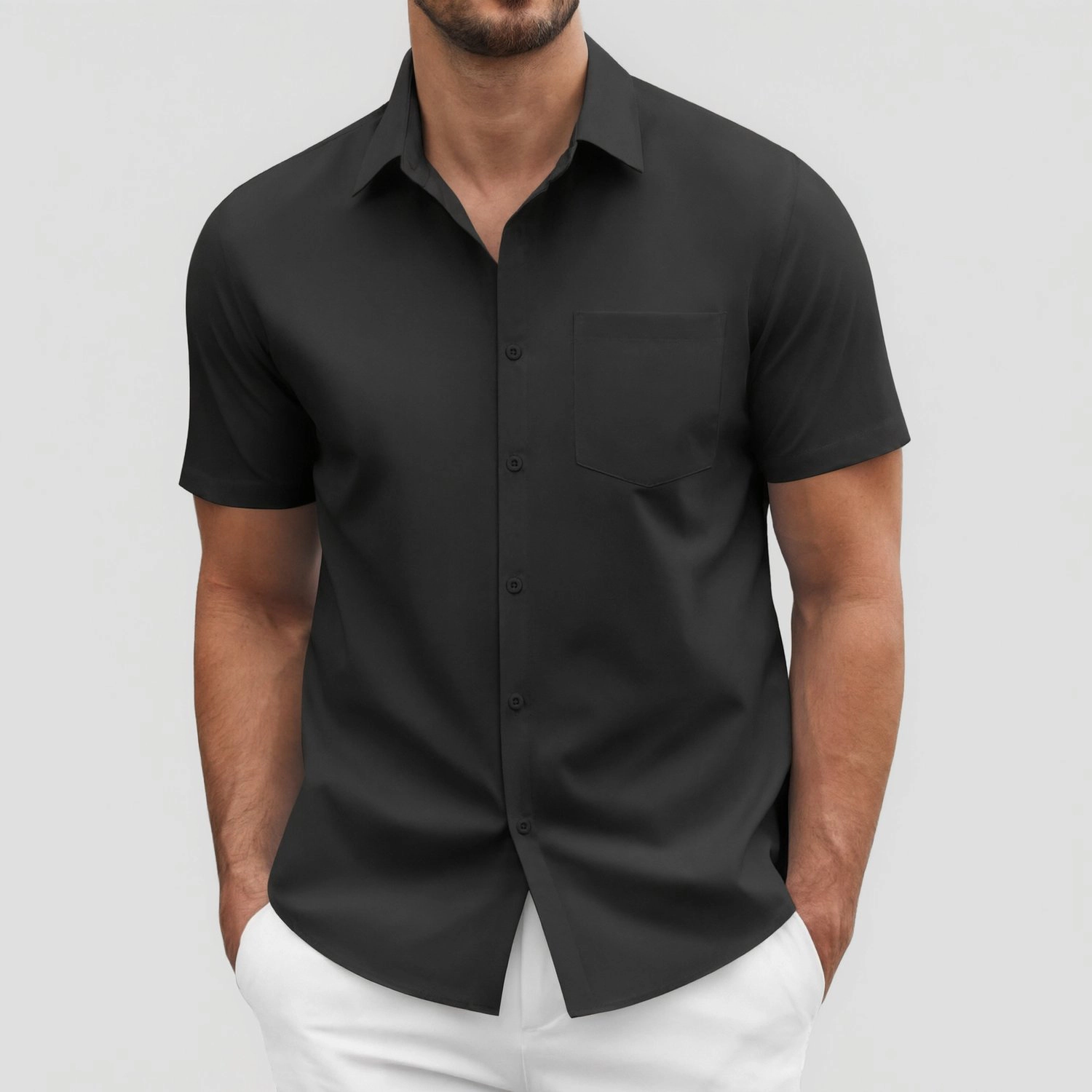COOFANDY Mens Short Sleeve Button Down Shirts  Collared Pocket Casual Shirt