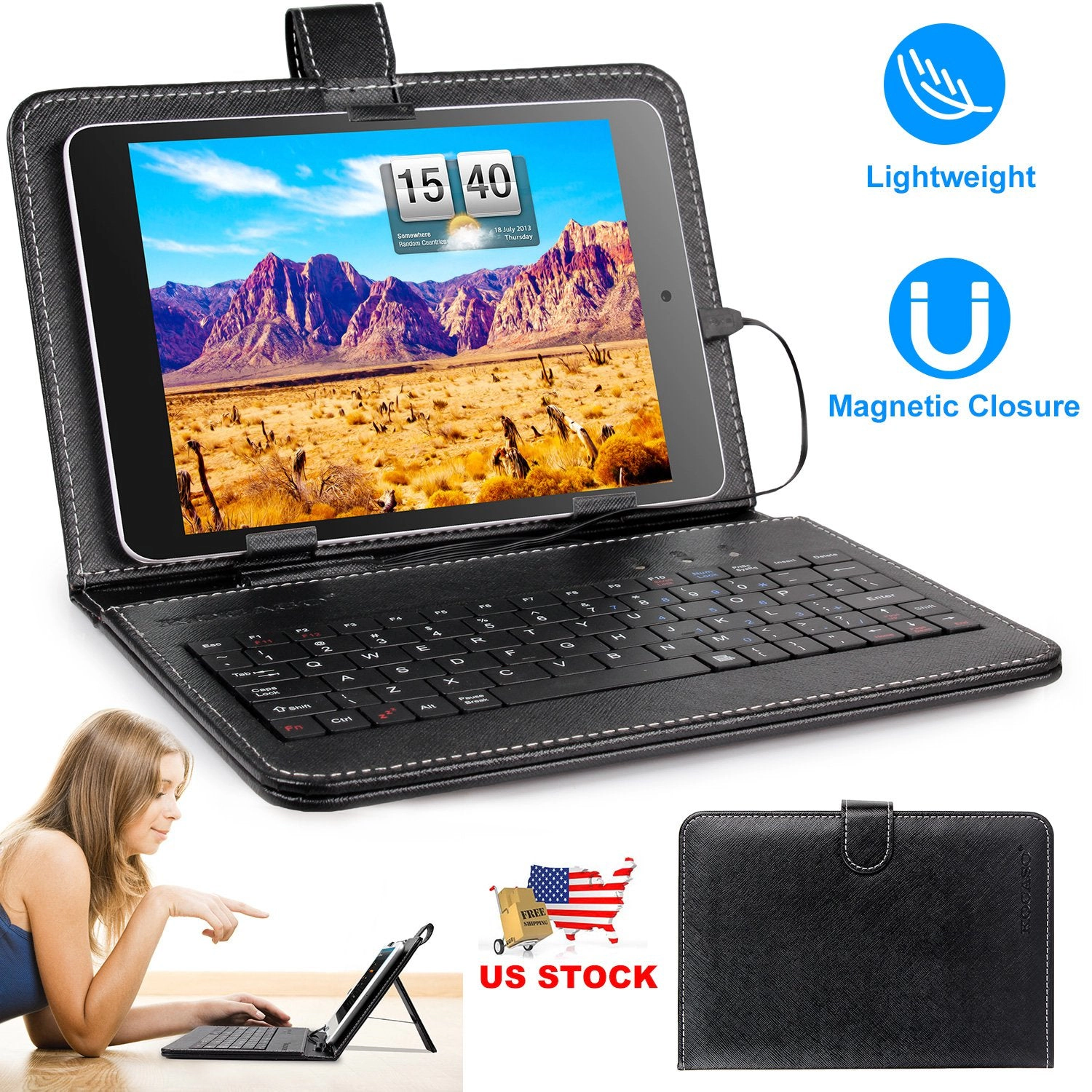 GBruno 7.9in Keyboard Case With USB Cable And Stand