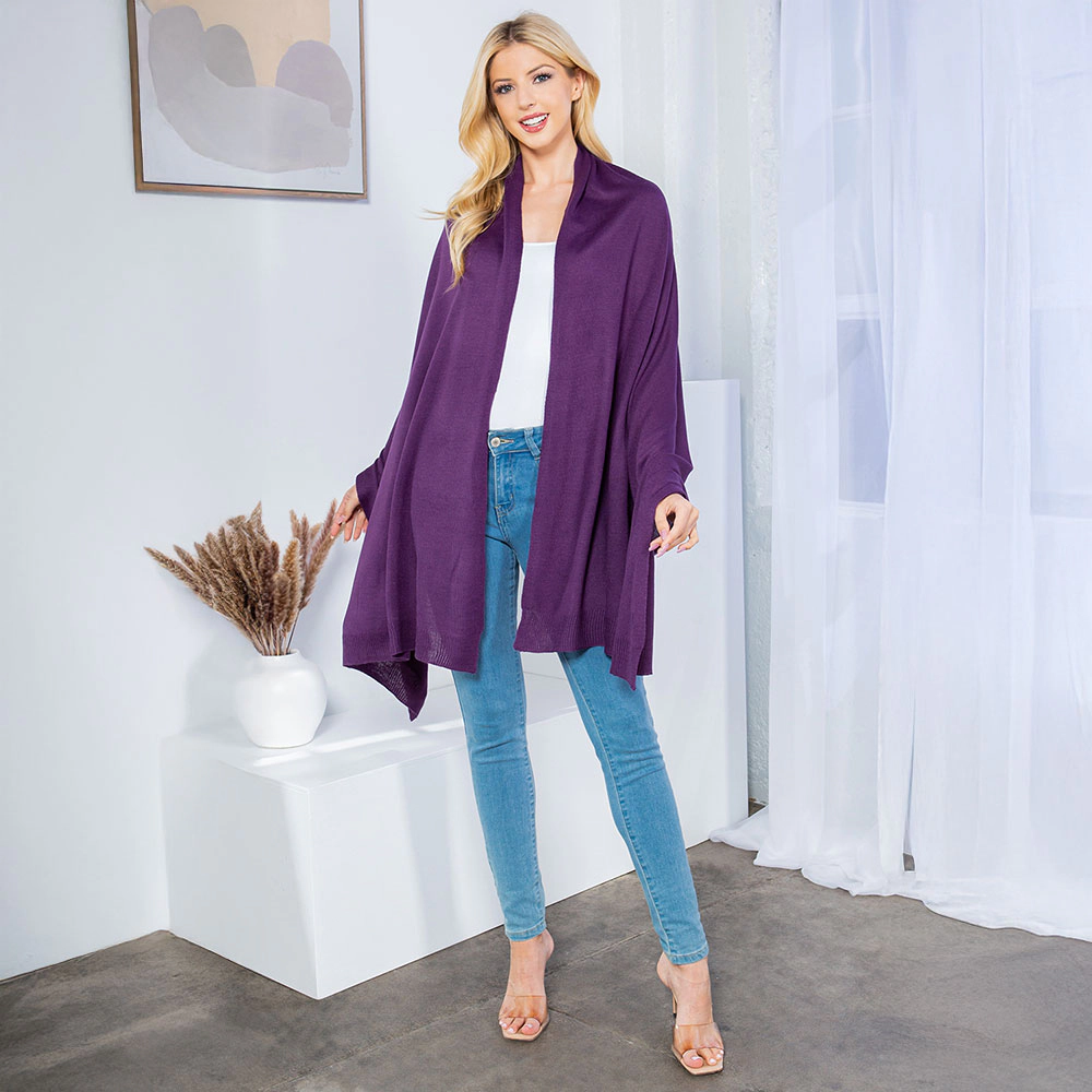 TRUEDAMES Plain Shawl Poncho Scarf Purple