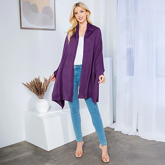 Truedames Plain Shawl Poncho Scarf Purple