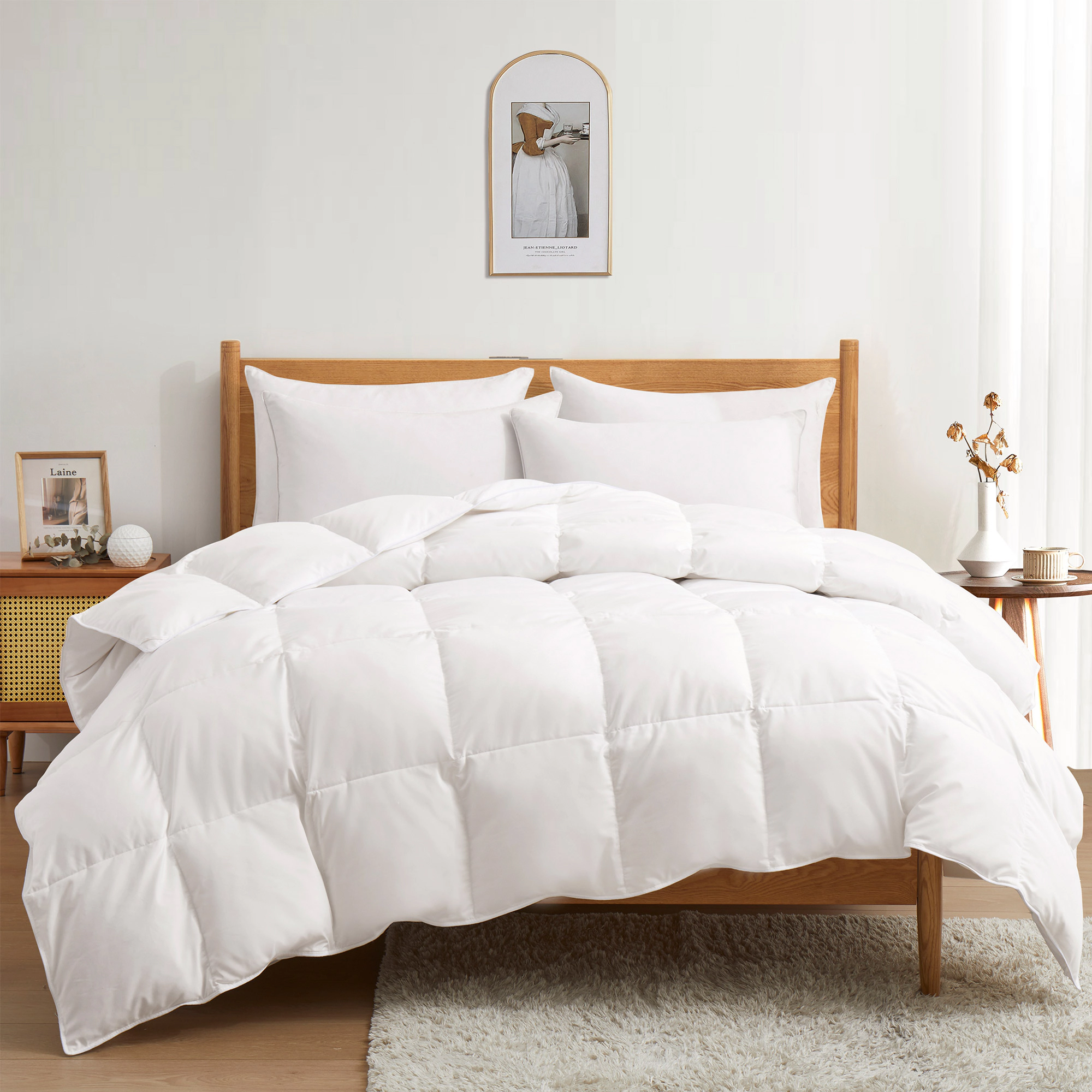 PEACENEST All Season Goose Feather Fiber Comforter Soft Duvet Insert