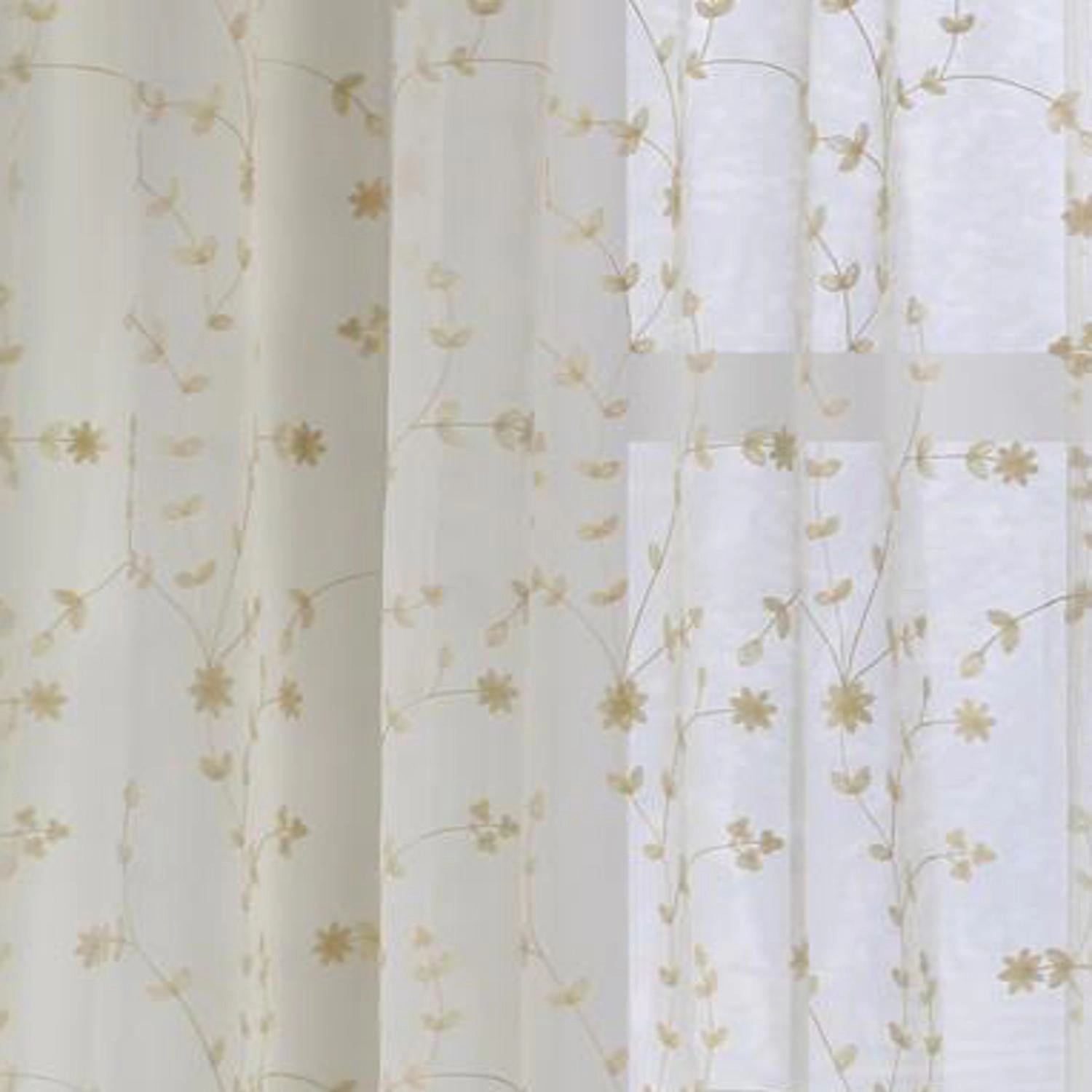 Commonwealth Habitat Grandeur Deep Scalloped Embroidery Pole Top Window Panel - Cream