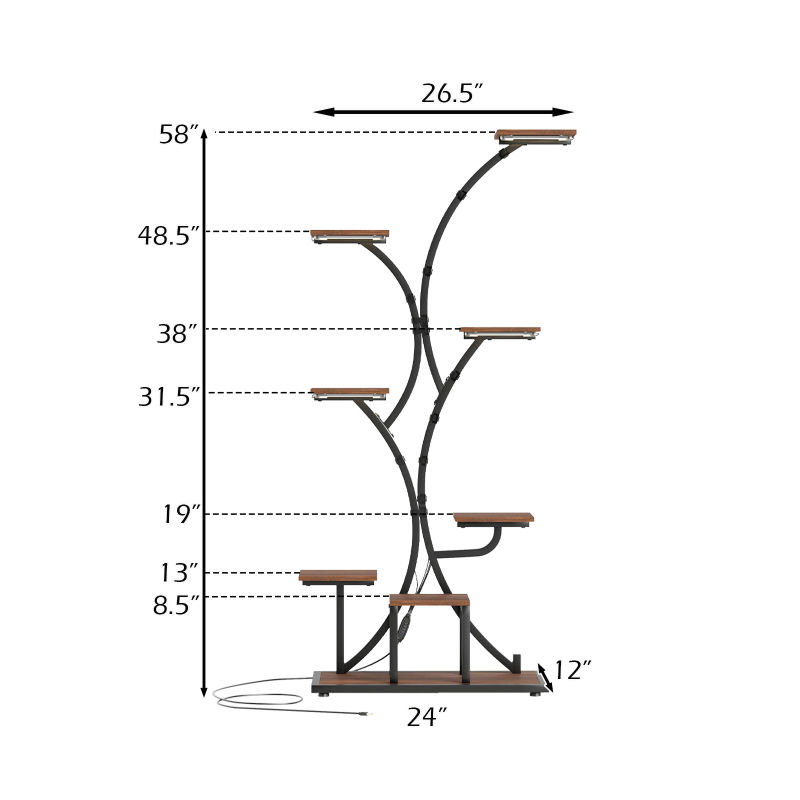 Slickblue Vertical Plant Stand 8 Tier with LED Grow Light System, Curved Shelves, Metal Frame