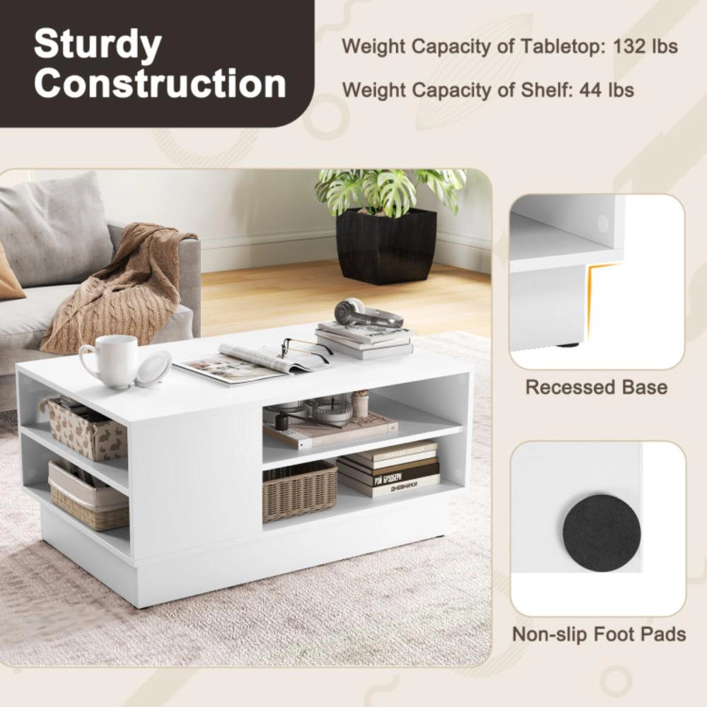 Hivvago Functional 2-Tier Center Table with Open Storage Compartments