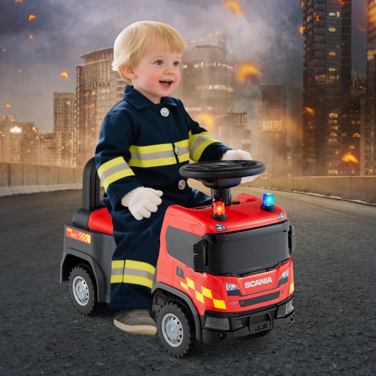 Hivvago Kids Ride On Push Car Licensed SCANIA Truck Toy with Steering Wheel and Music