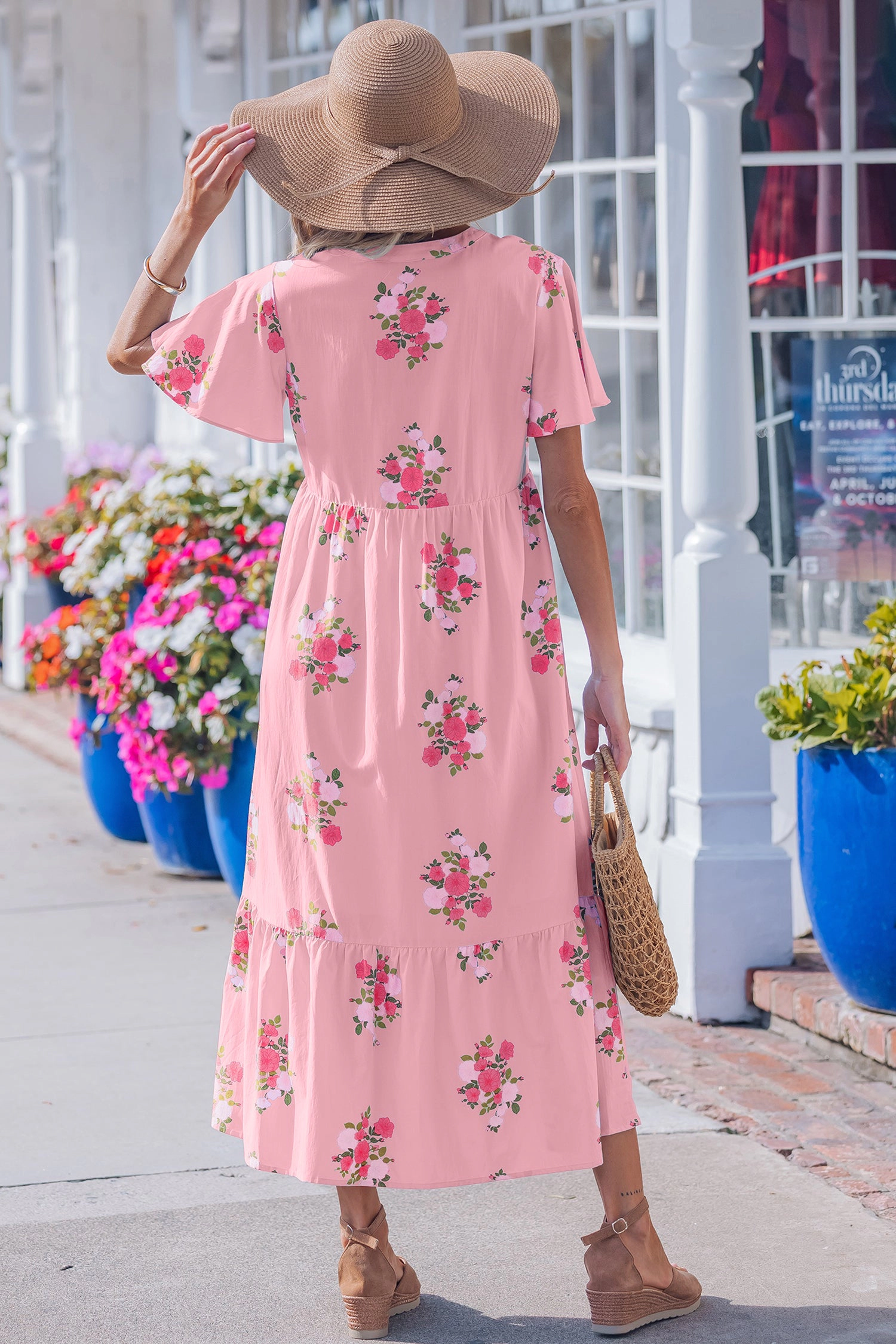 Threaded Pear Women's Alena Floral Print Maxi Dress