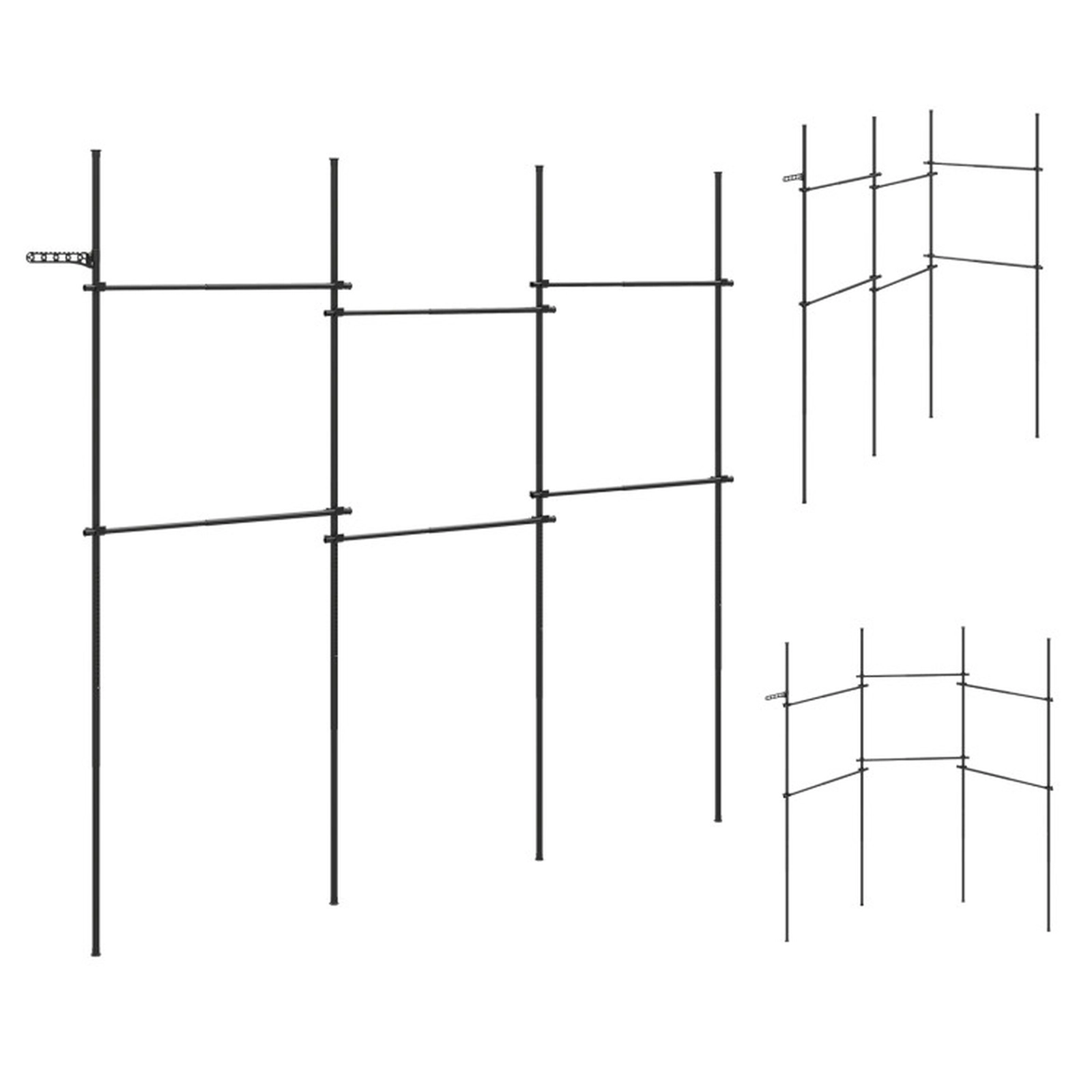 SUGIFT Black Adjustable Floor to Ceiling Clothes Rack with 6 Hanging Rods and No-Drill Telescoping Poles