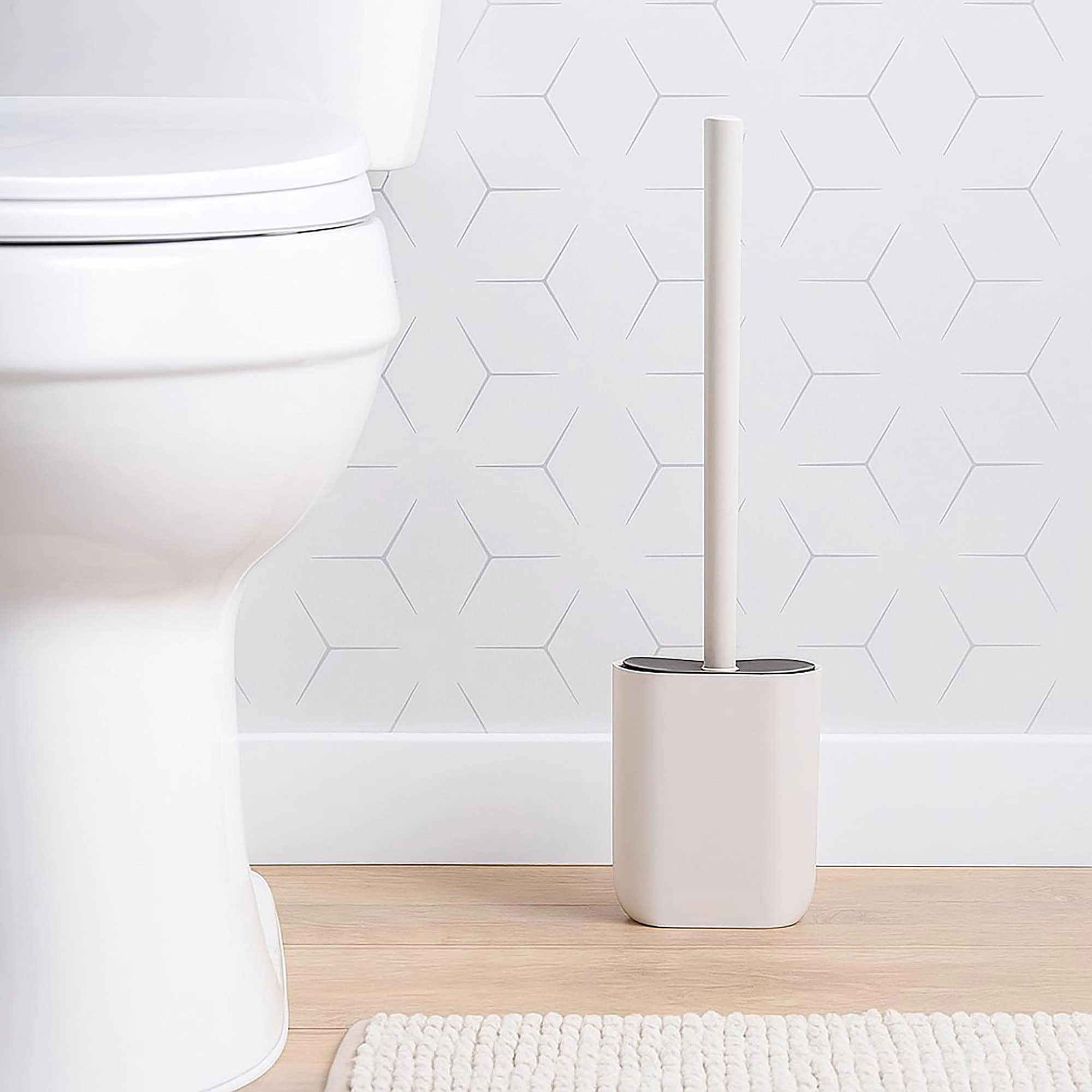Evideco Oval Matte Polyresin Toilet Brush Set, 2-Piece