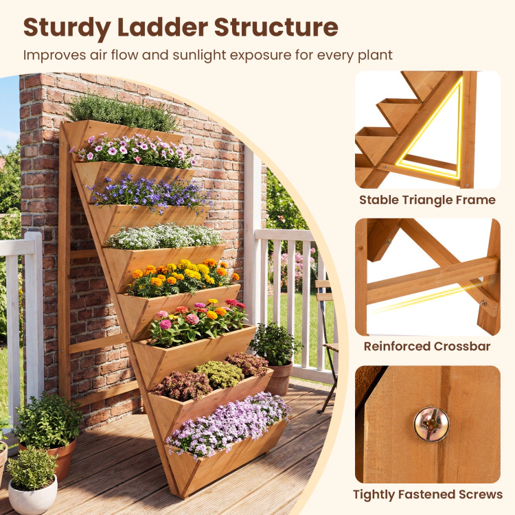 Hivvago 8-tier Vertical Raised Garden Bed Wood Elevated Planter Box with Legs