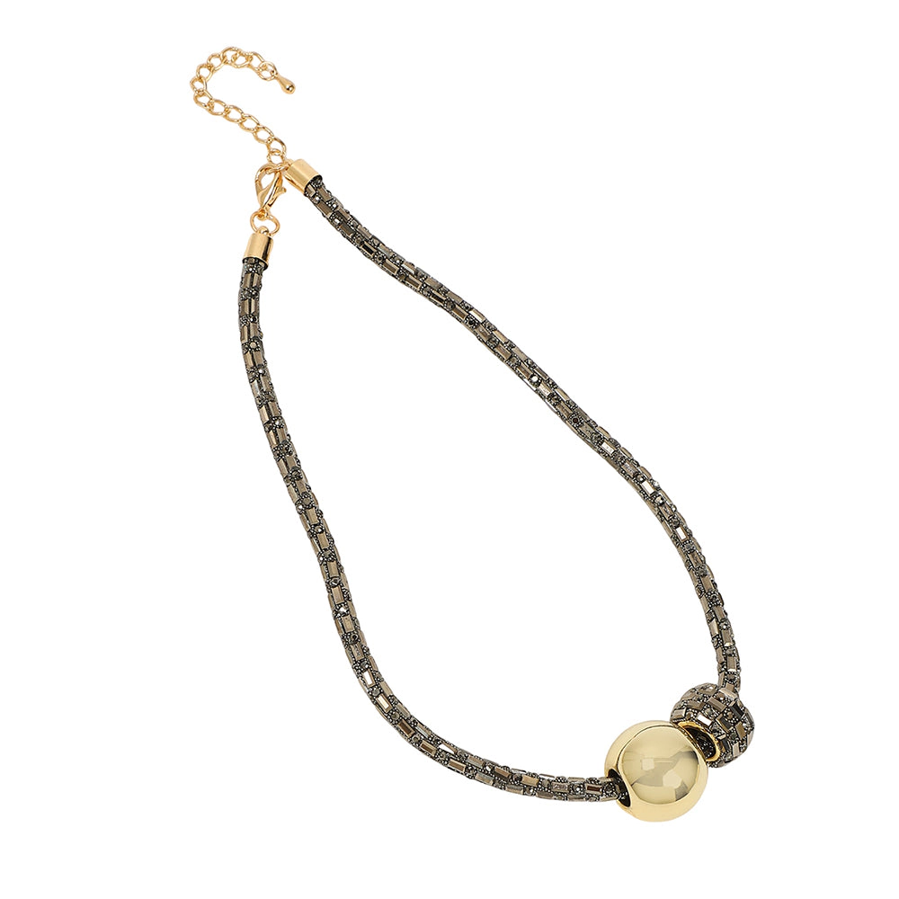 SOHI Women's Antique Gold the Mirror Collar Necklace