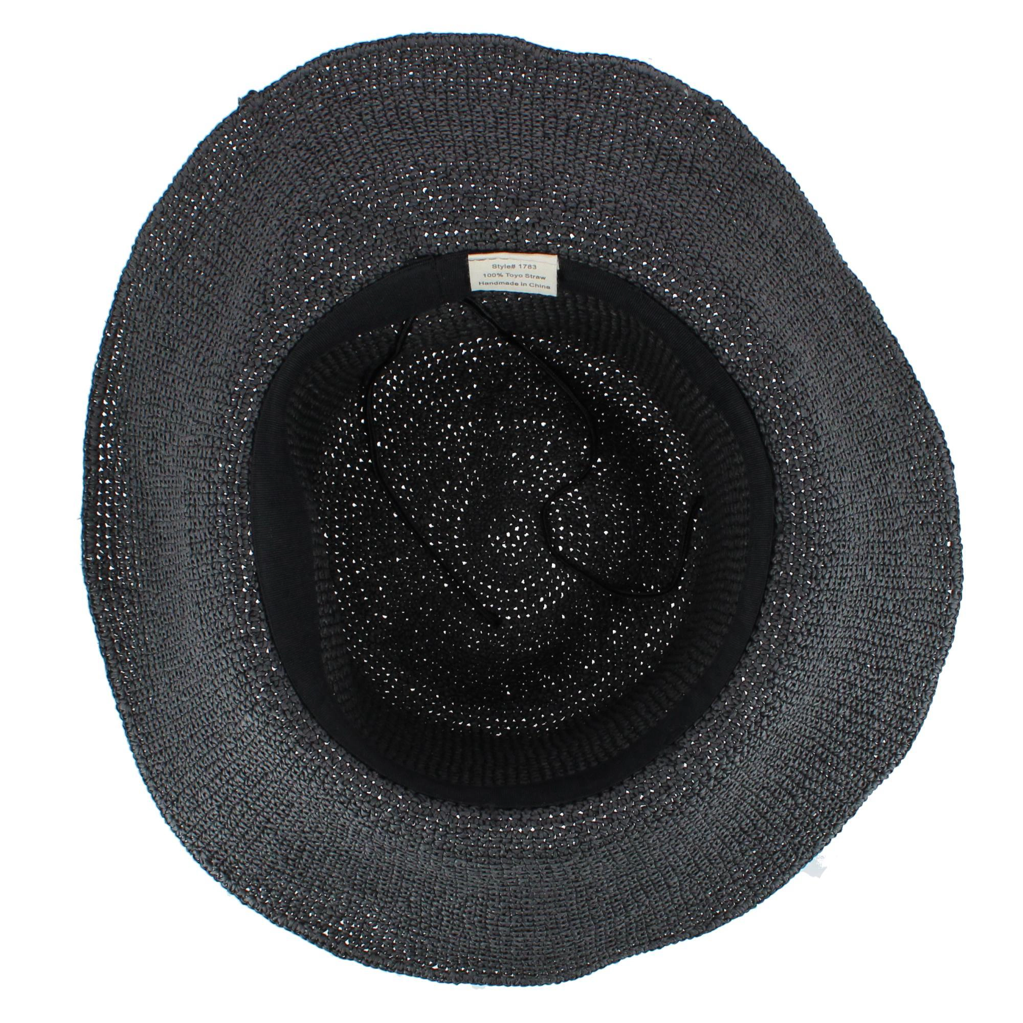 CTM Women's Toyo Straw Crocheted Sun Hat with Shapeable Brim