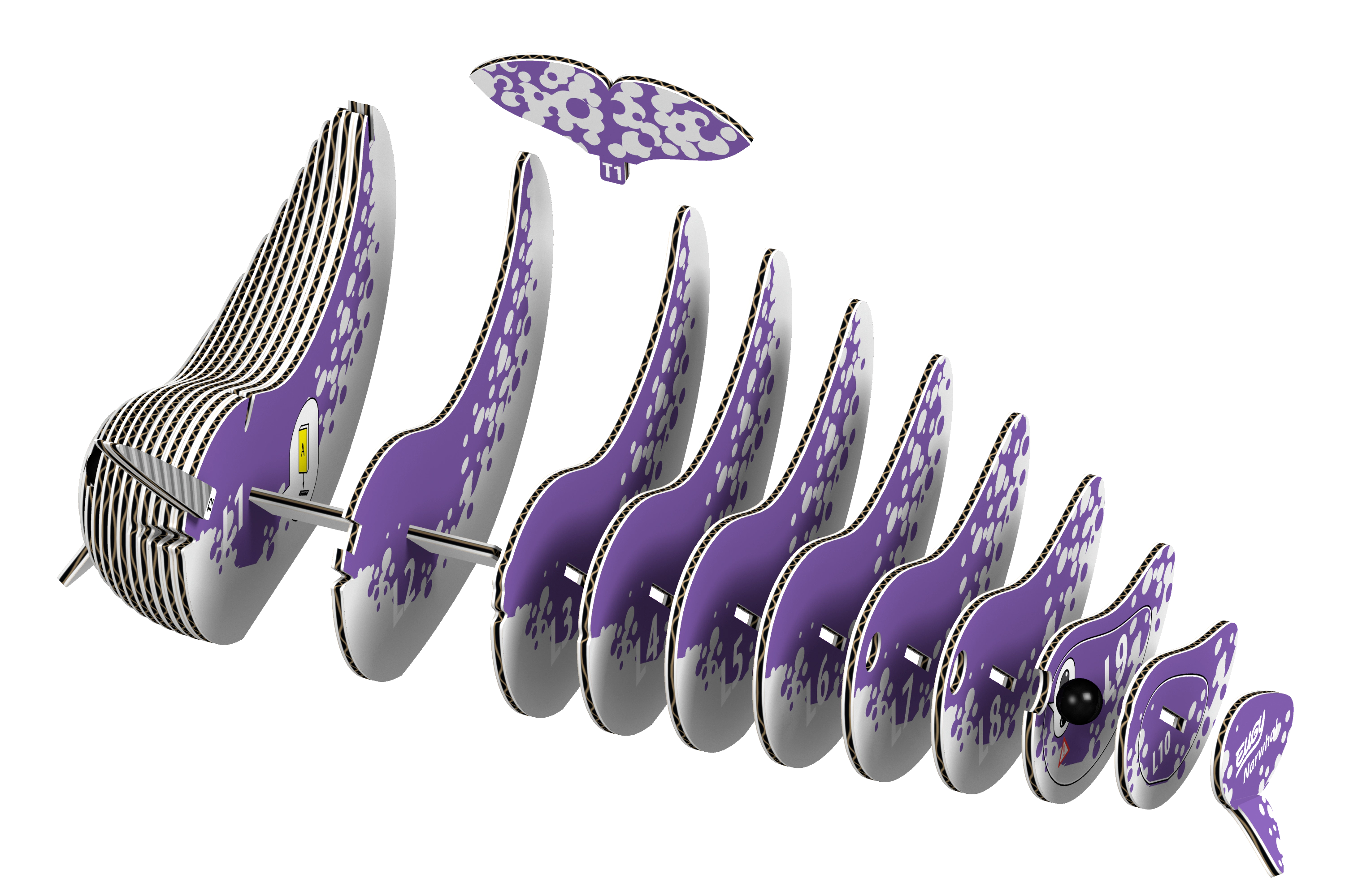 EUGY Narwhal 3D Puzzle - contains 23 puzzle pieces