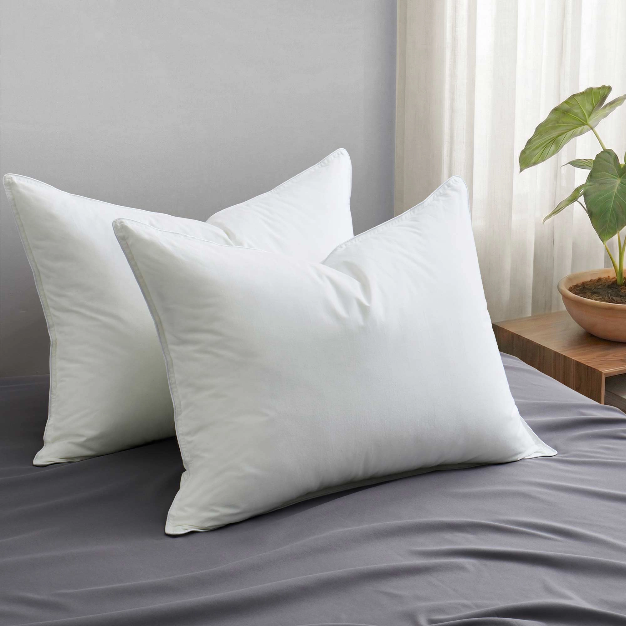 PeaceNest Down Alternative Bed Pillows with Cotton Shell,Set of 2