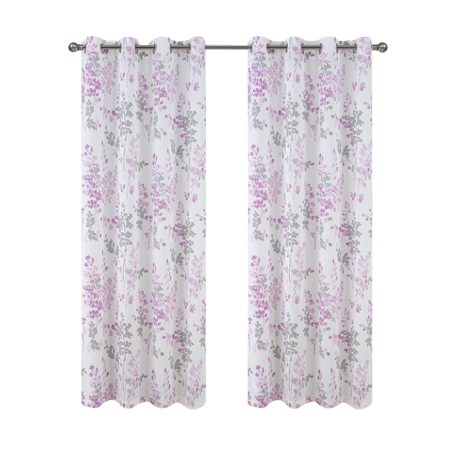 Olivia Gray 100% Polyester 140 GSM Aiden Printed Textured Grommet Curtain Panel 54" x 90" Blush