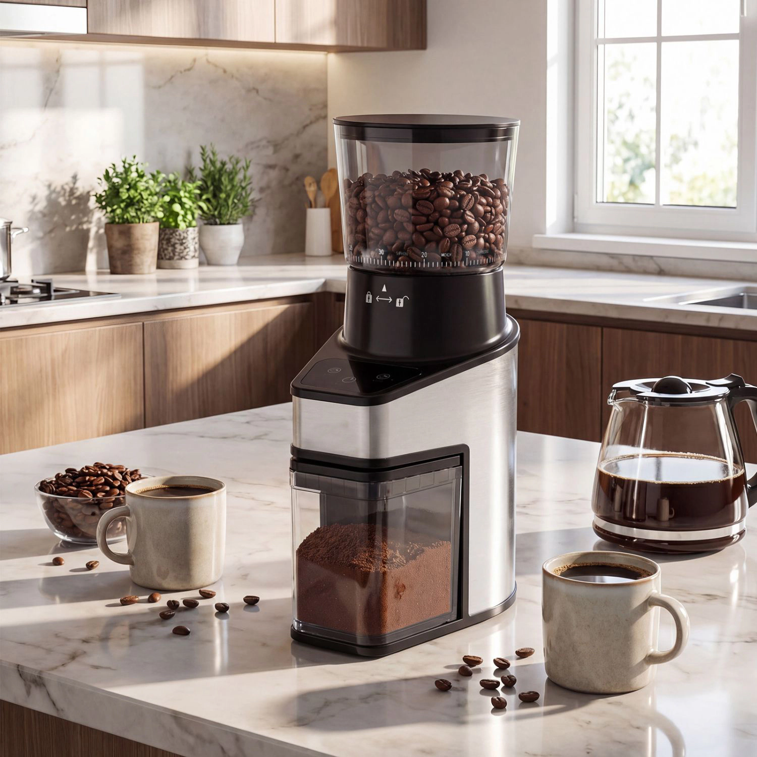 SlickBlue Conical Burr Coffee Grinder, 60 Grind Settings, 8.8 Oz