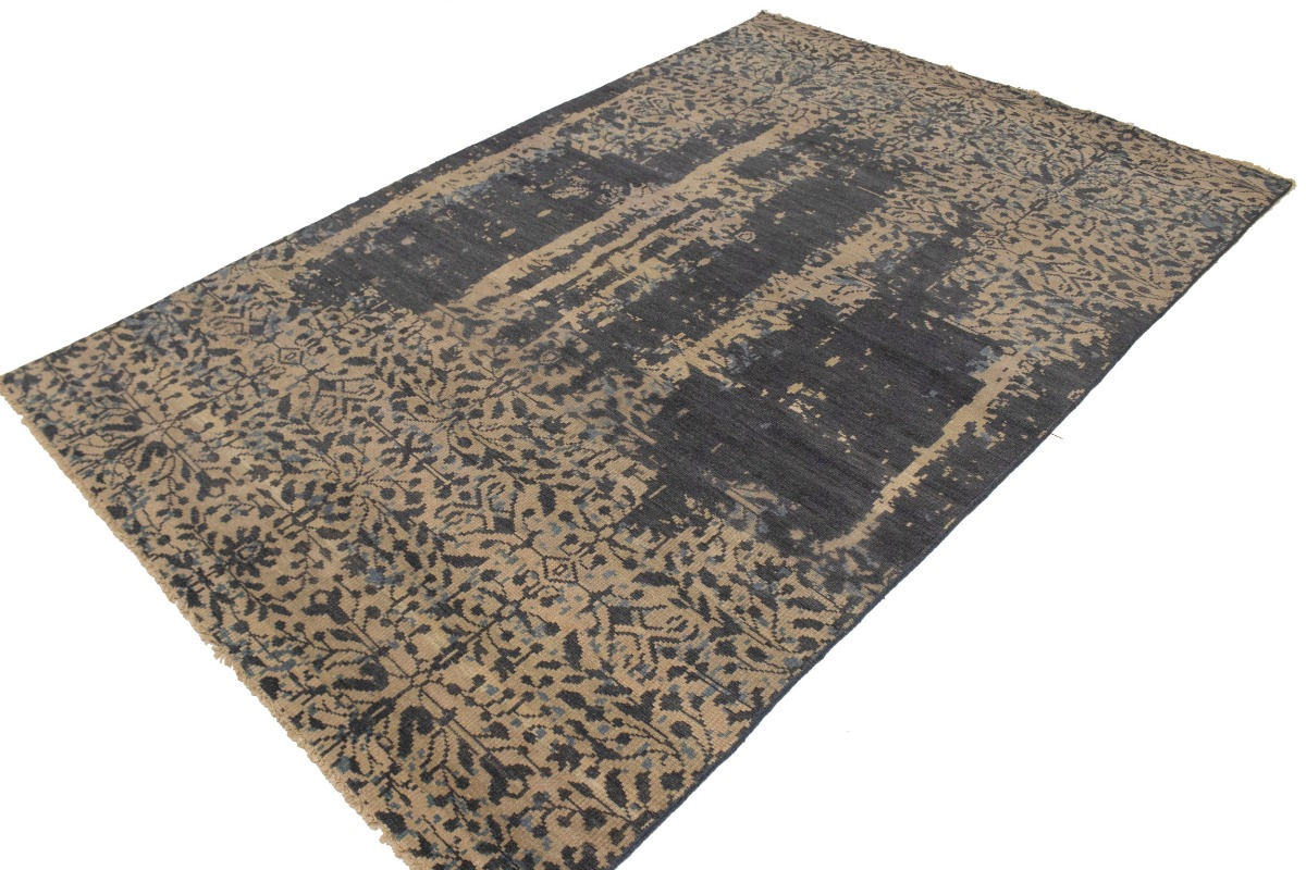 Magic Rugs 5'11 X 9'2 Charcoal Hand Knotted Oriental Modern Wool Rug