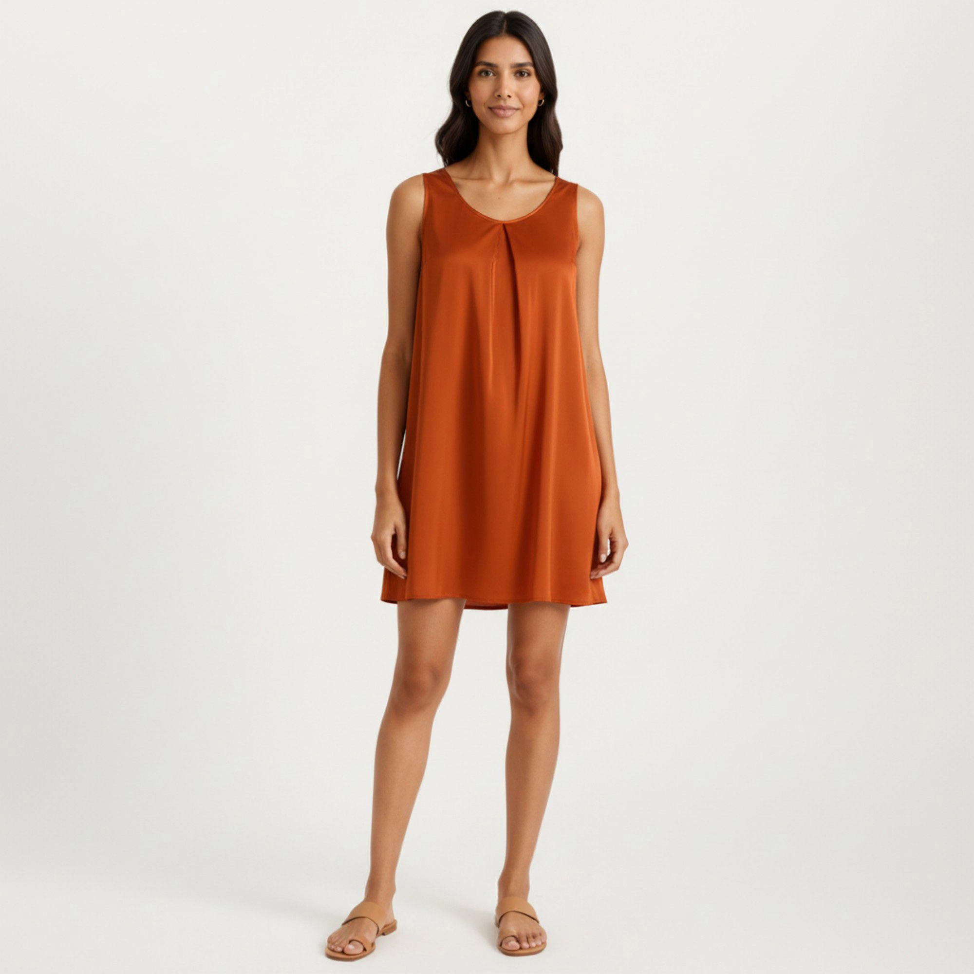 Anna-Kaci Women's Sleeveless Sleep Dress with Pleated Front Detail Relaxed Fit Lightweight Nightgown