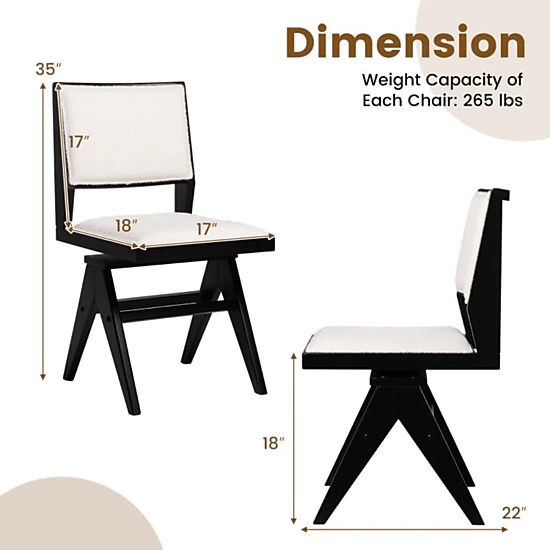 Hivvago Stylish Rubberwood Swivel Chairs with Soft Seats – 2-Piece Dining Set