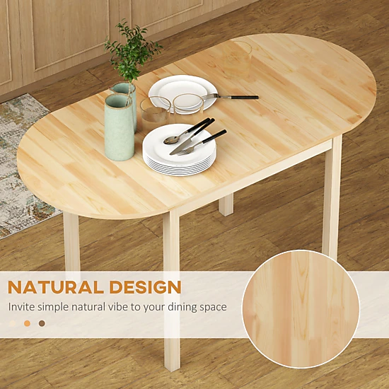 HONGGE 55" Wood Kitchen Table Drop Leaf Tables for Small Spaces