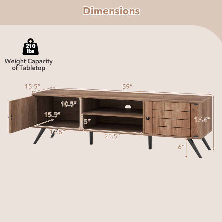 Hivvago 2-Door Tv Stand For Tvs Up To 65 Inch With Open Shelves