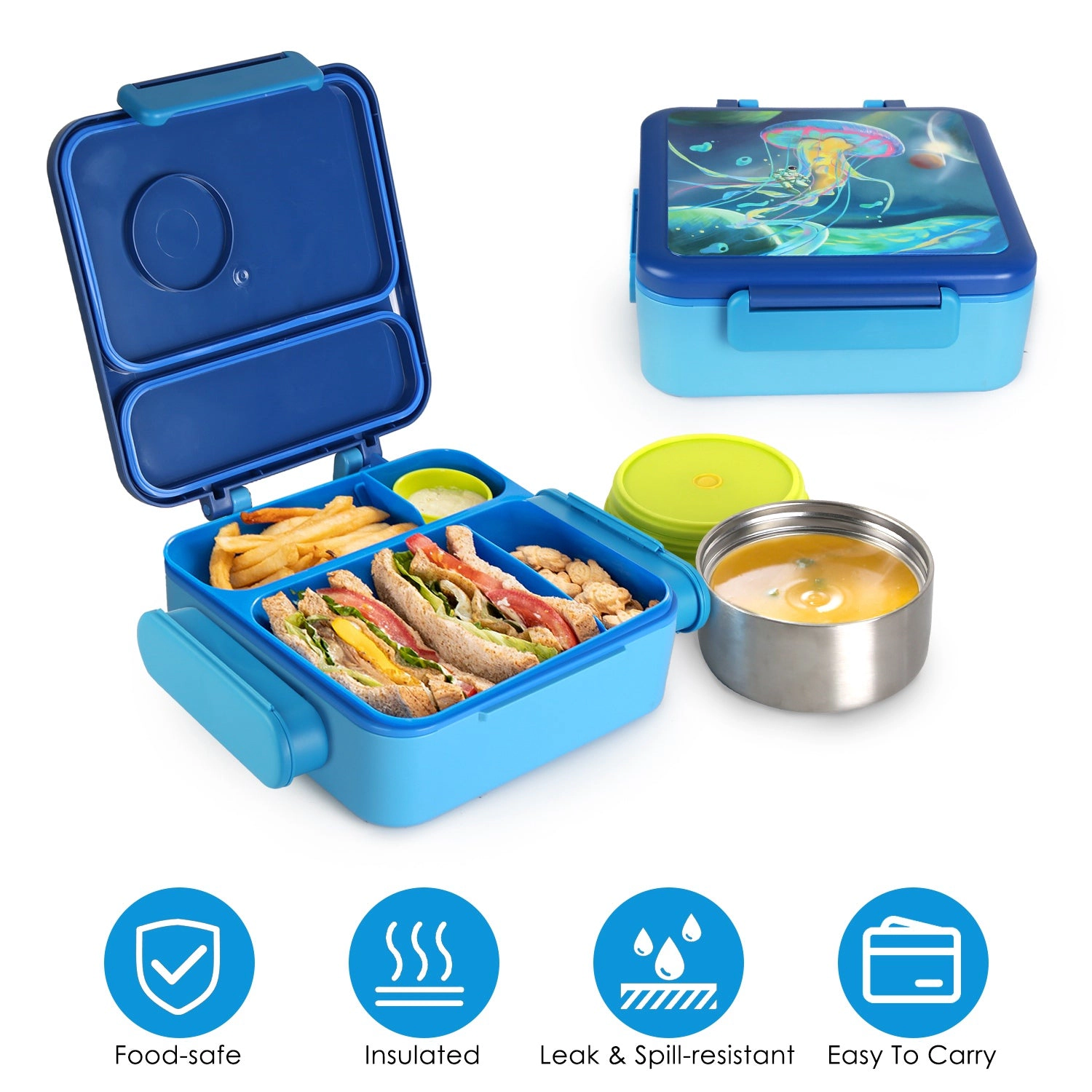 GBruno Kids' Kids' 2-Compartment Insulated Lunch Box Set