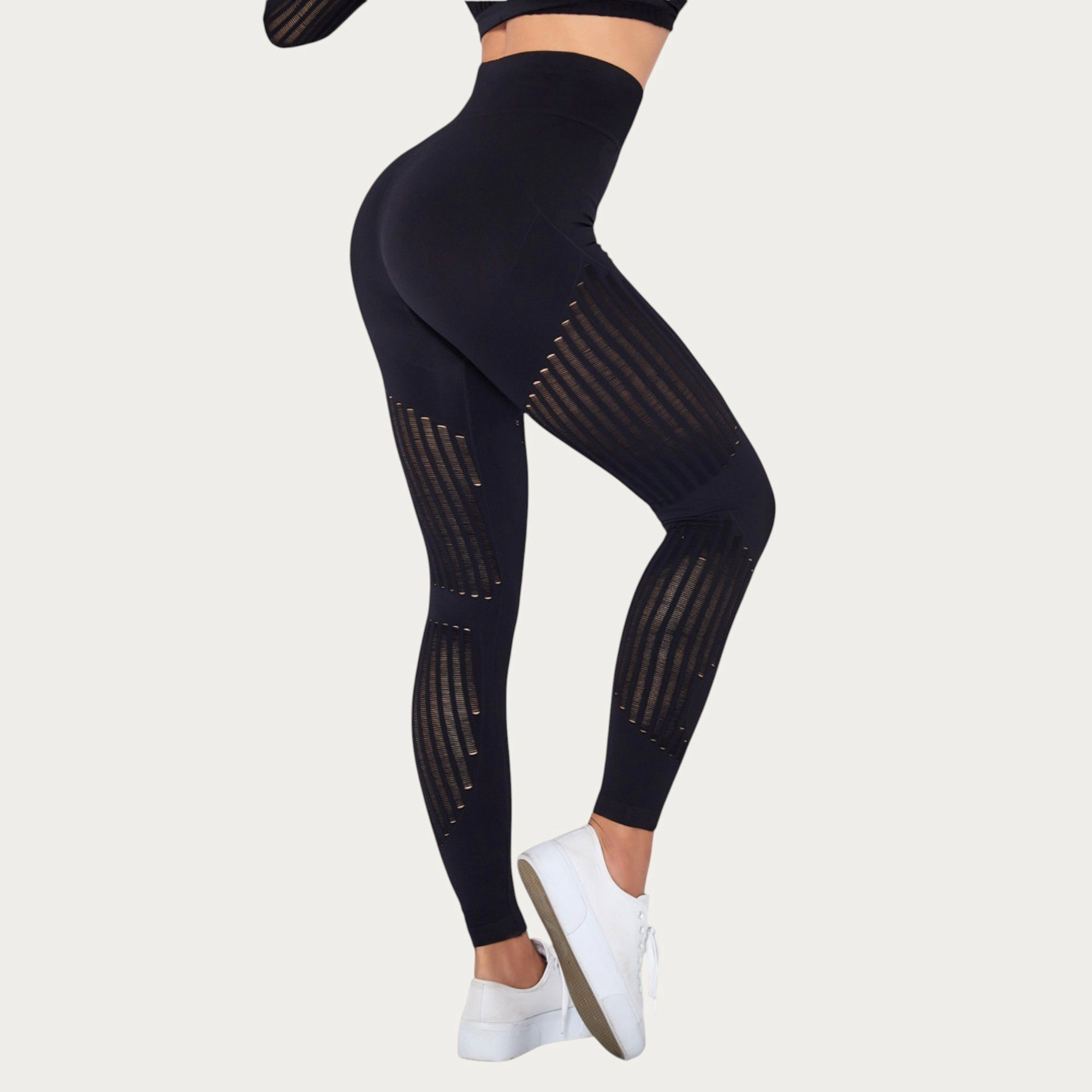 Anna-Kaci Active Women's Seamless Patterned Leggings with Ribbed Details and Contouring Panels