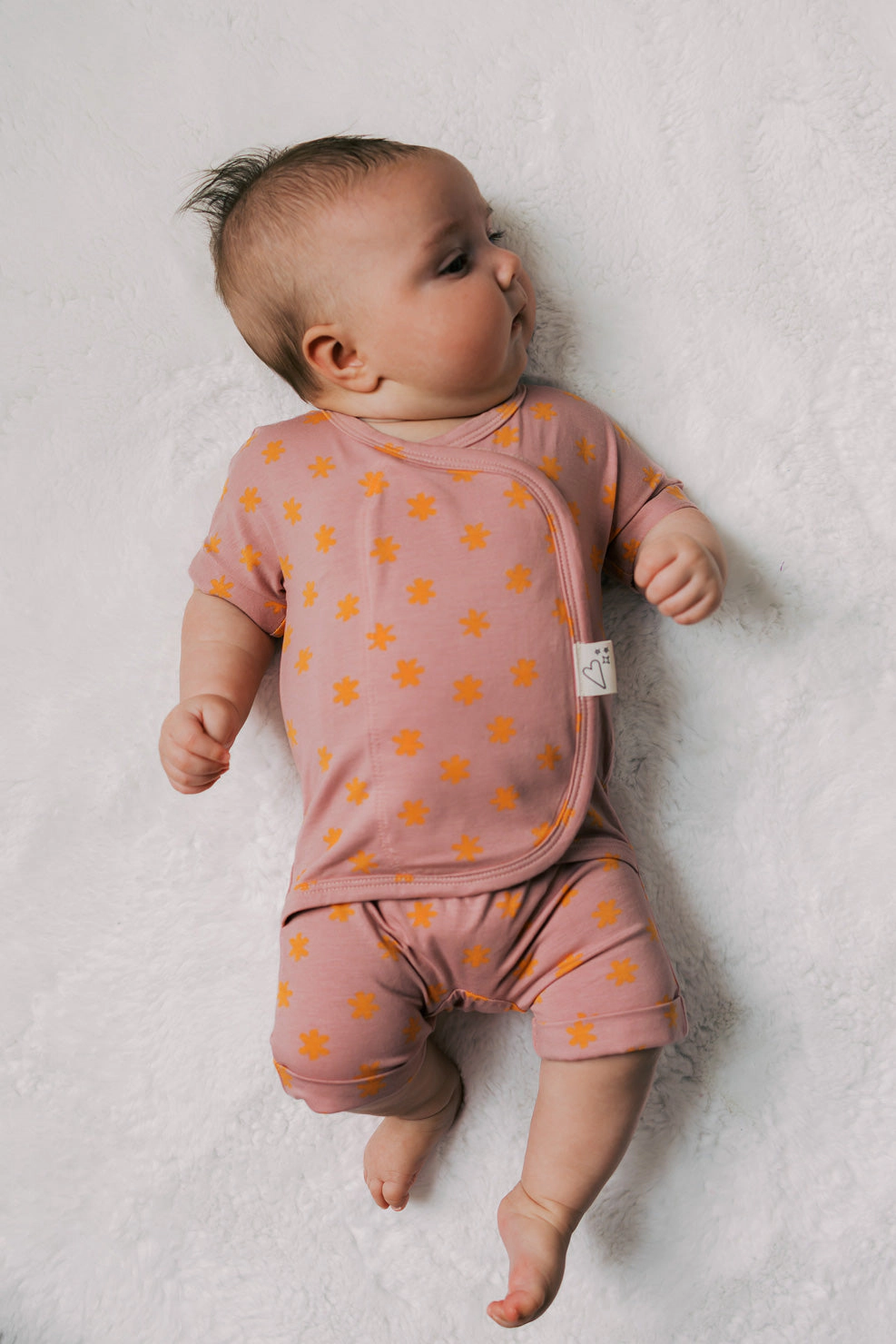 Bonsie Skin to Babywear Romper - Galaxy Gleam, Pink Wrap-Style Newborn One-Piece