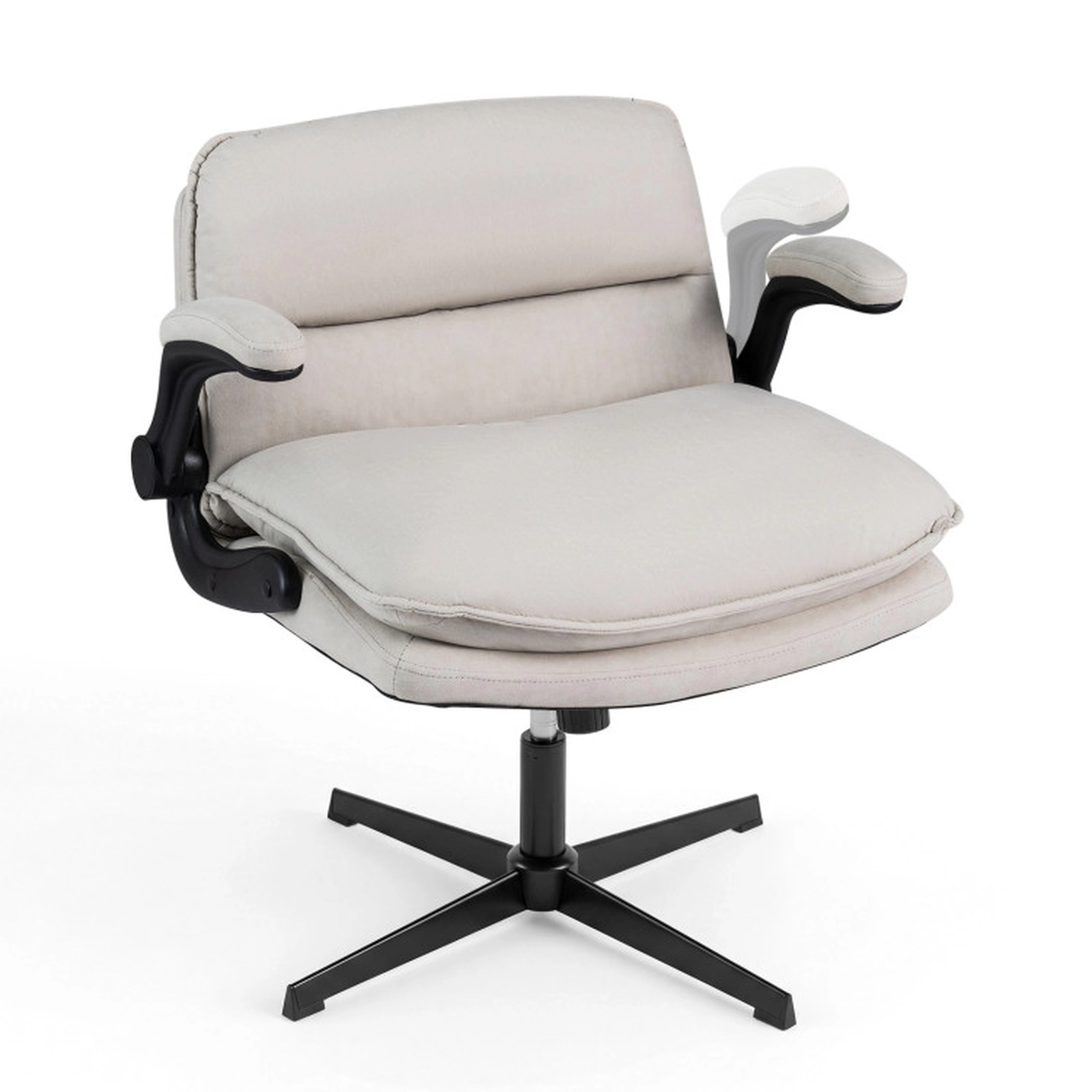 SUGIFT Flip-up Arms Wide Backrest Criss Cross Office Desk Chair 30-in x 27-in x 31-in 330-lb Capacity Beige