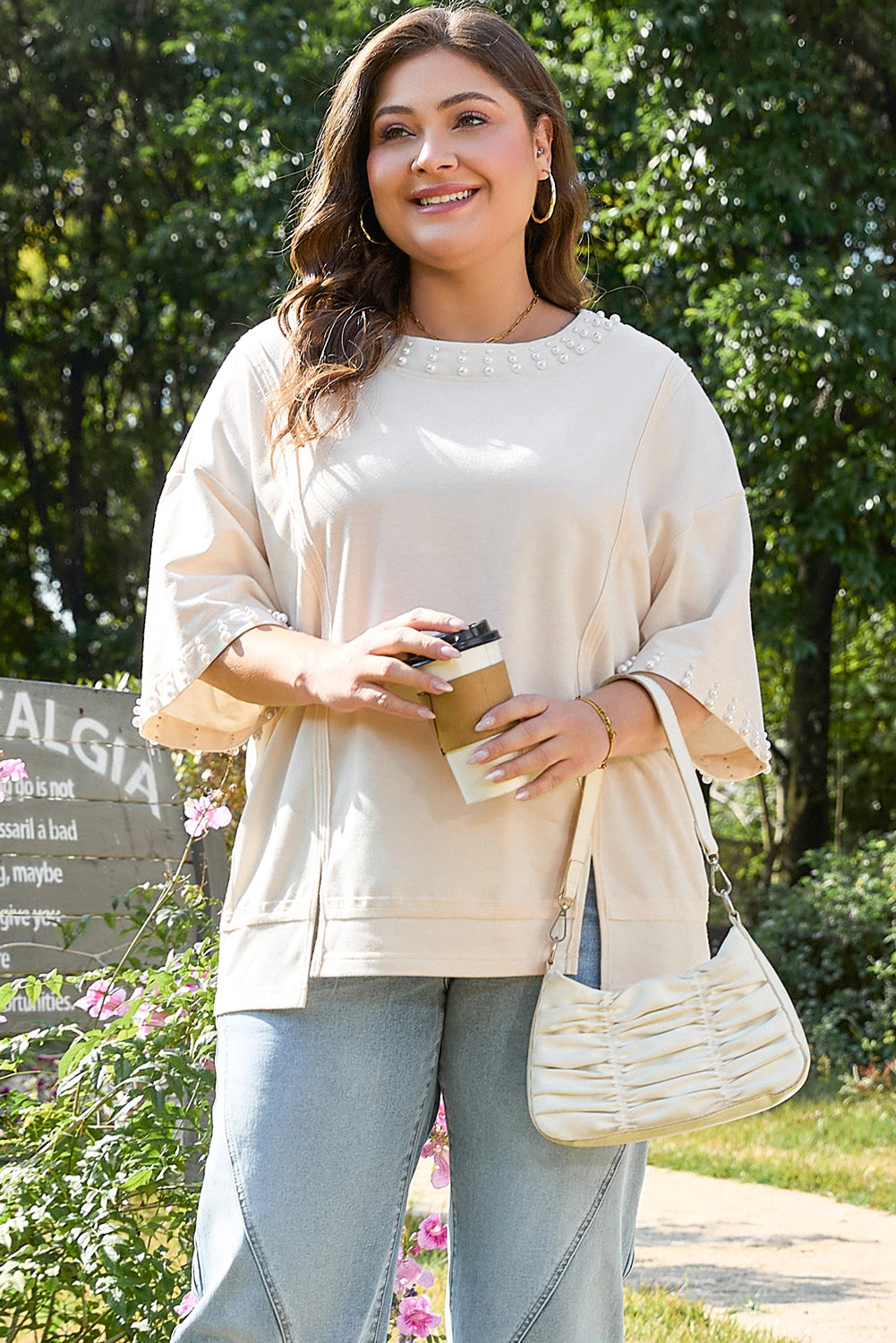 Threaded Pear Women's Amber Half Sleeve PLUS Top