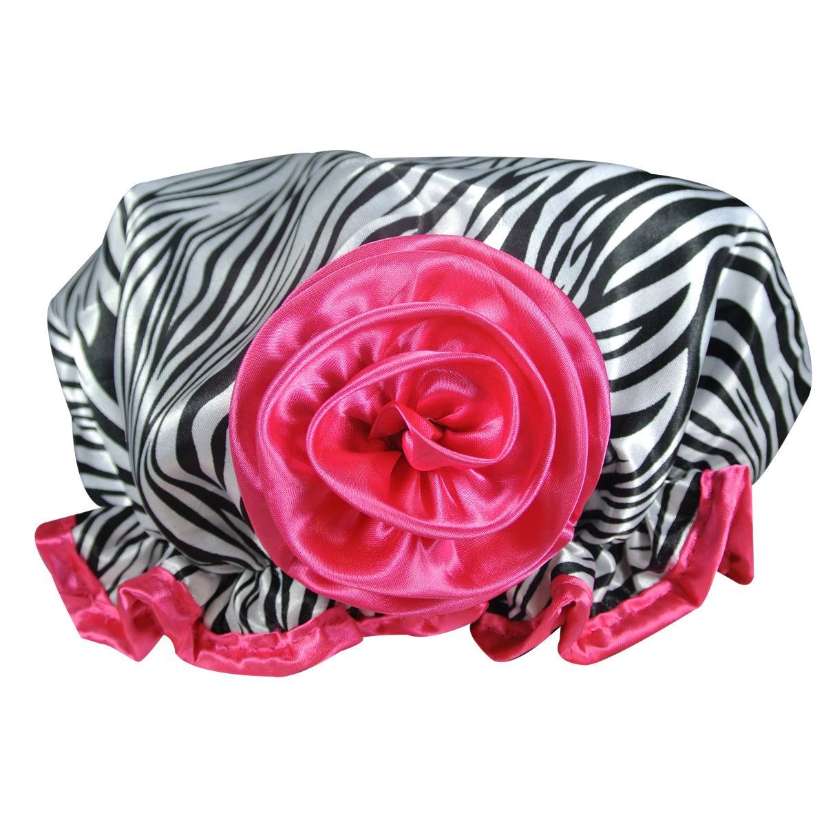 Wrapables Women's Stylish Satin Shower Cap, Zebra