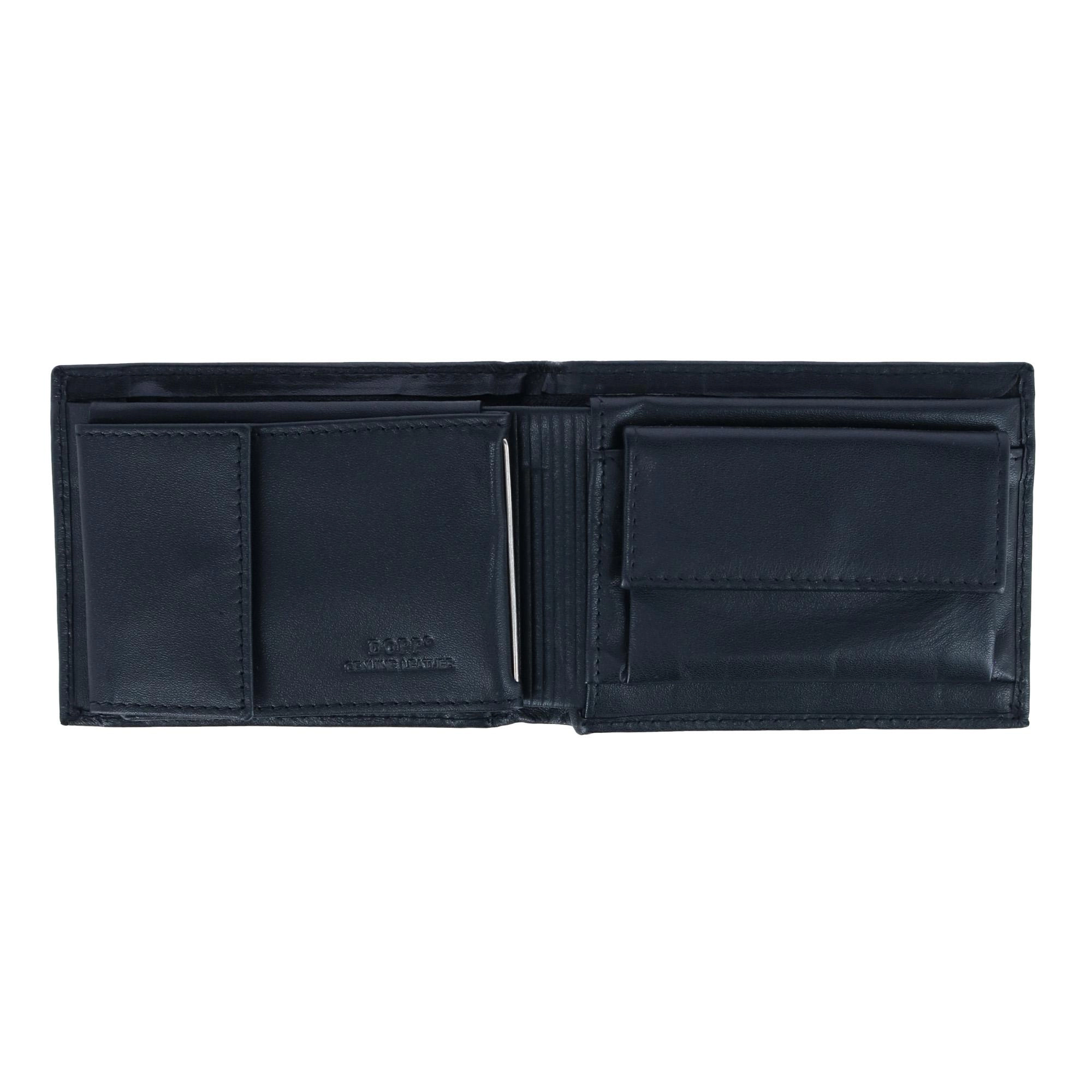 DOPP Men's Leather Dopp RFID Convertible Bifold Wallet with Snap Coin Pouch