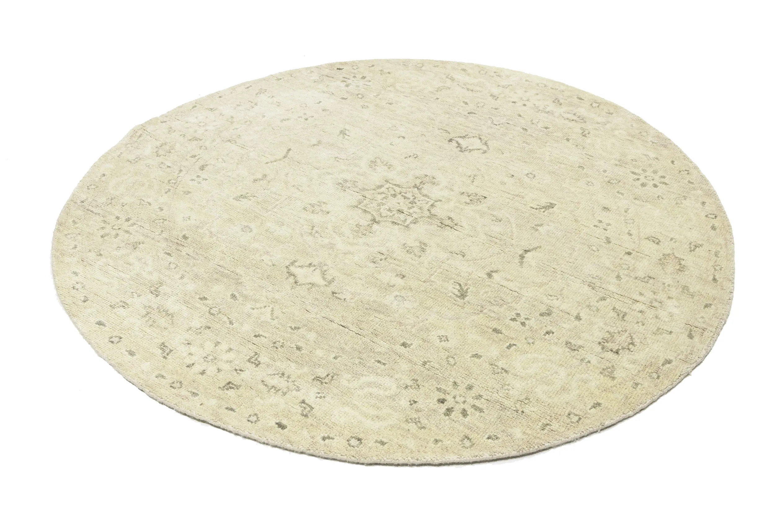 Magic Rugs Muted Pinkish Beige Floral 6X6 Transitional Oriental Round Rug
