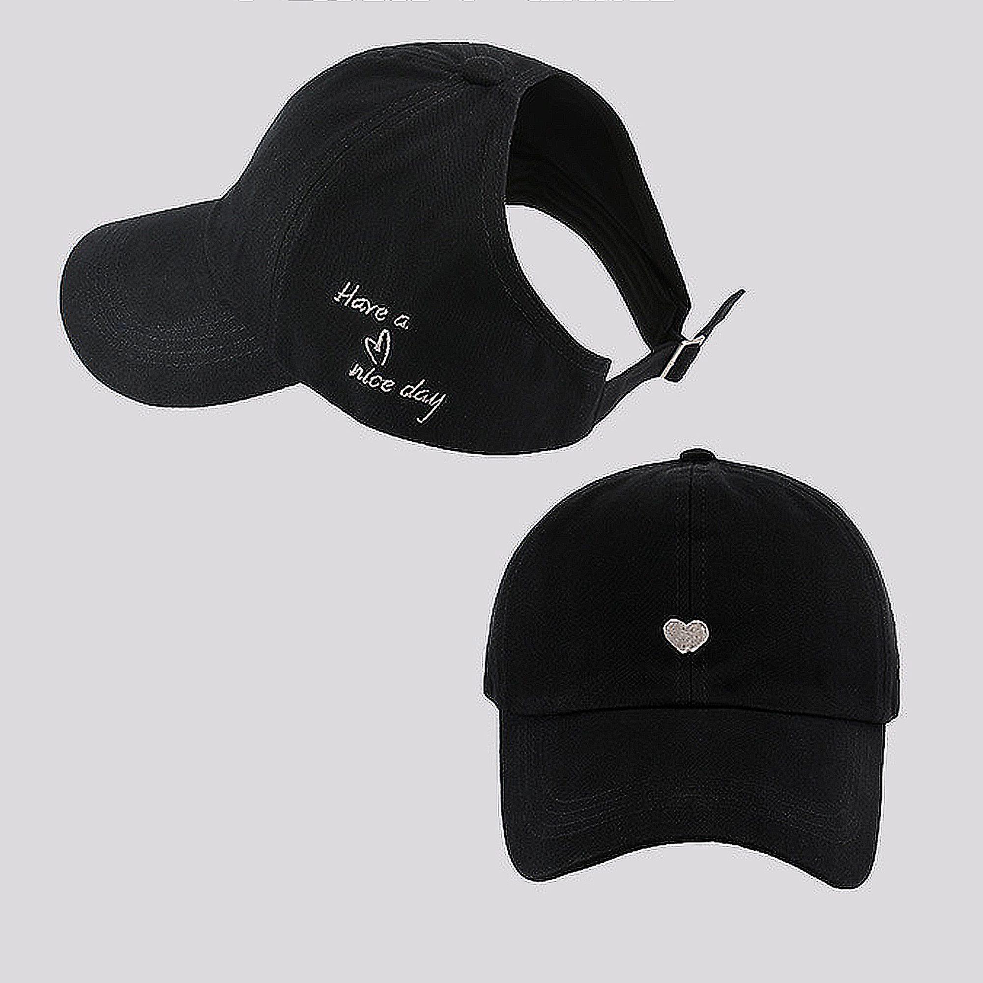 Anna-Kaci Women's Embroidered Baseball Cap Large Bun Half Hollow Top Soft Cotton Trucker Hat