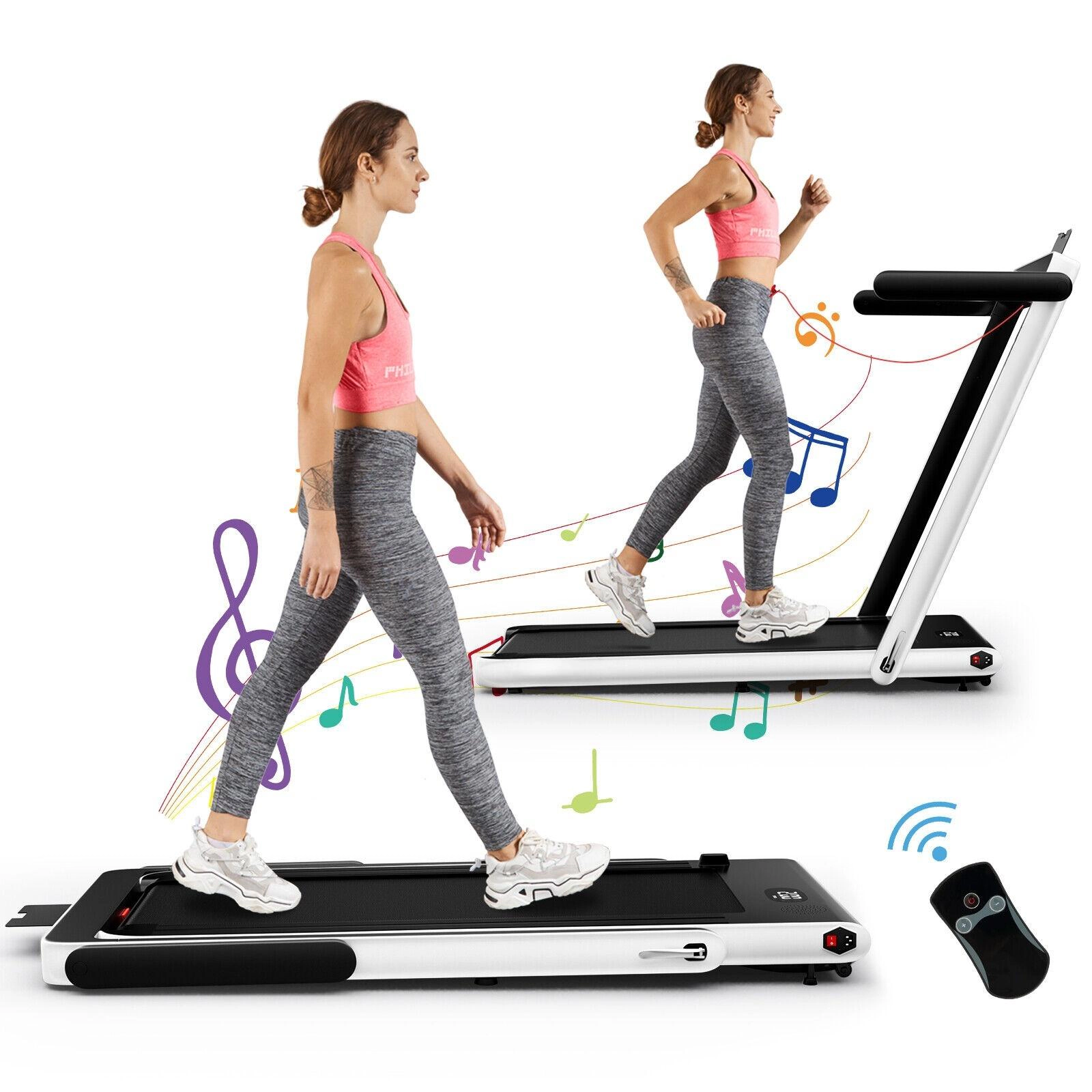 SUGIFT 2.25HP 2-in-1 Folding Treadmill with APP Speaker and Remote 265-lb Capacity Green