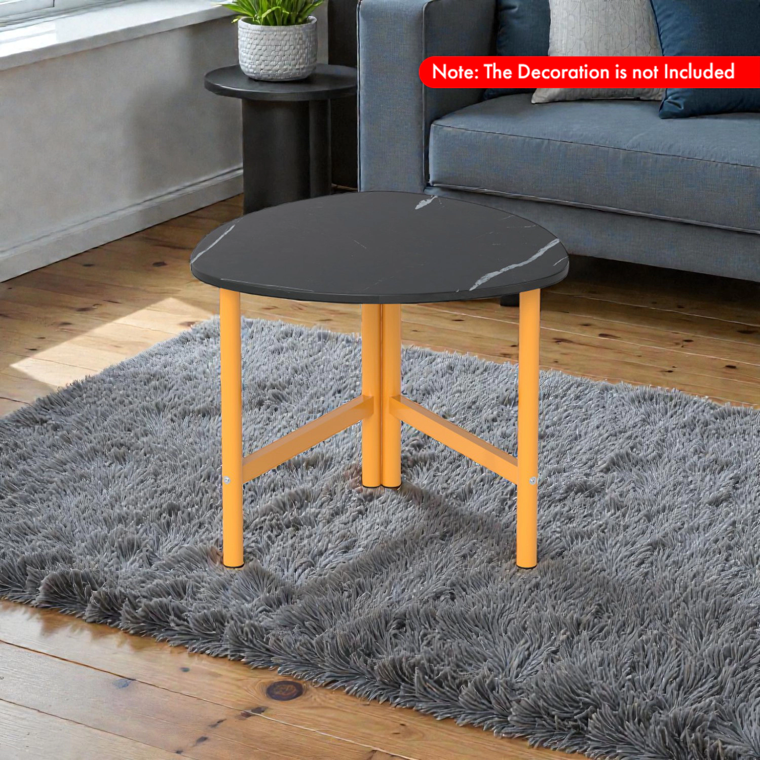 Hivvago Oval-Shaped Triangle Coffee Table with Sturdy Metal Legs